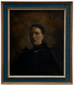 V. Long - Continental School 1896 Oil, Lady in Mourning