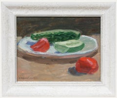 Valeri Komarov (b.1947) - Framed 20th Century Oil, Still Life with Vegetables