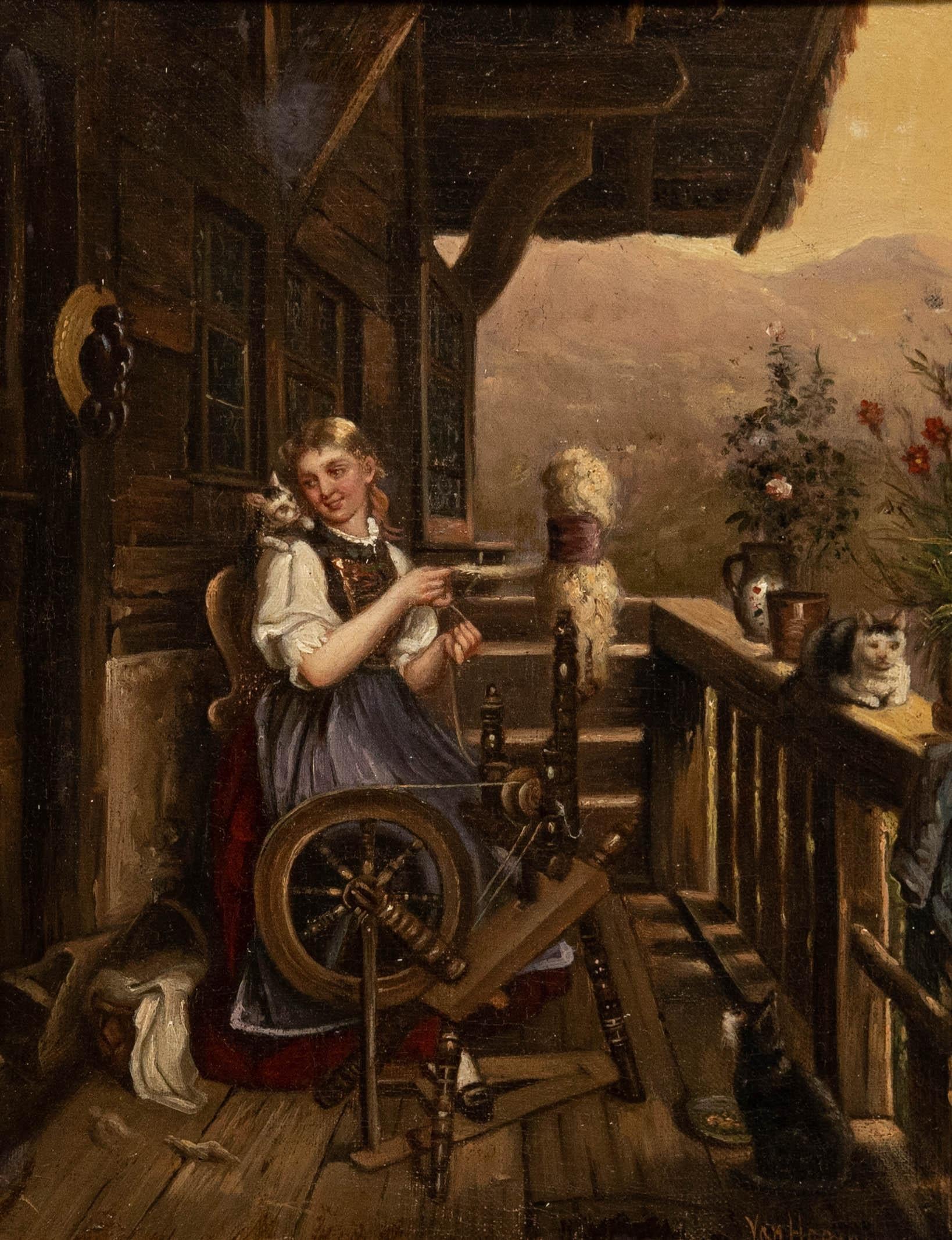 Van Hagan - Late 19th Century Oil, Morning at the Tyrolean Chalet - Painting by Unknown