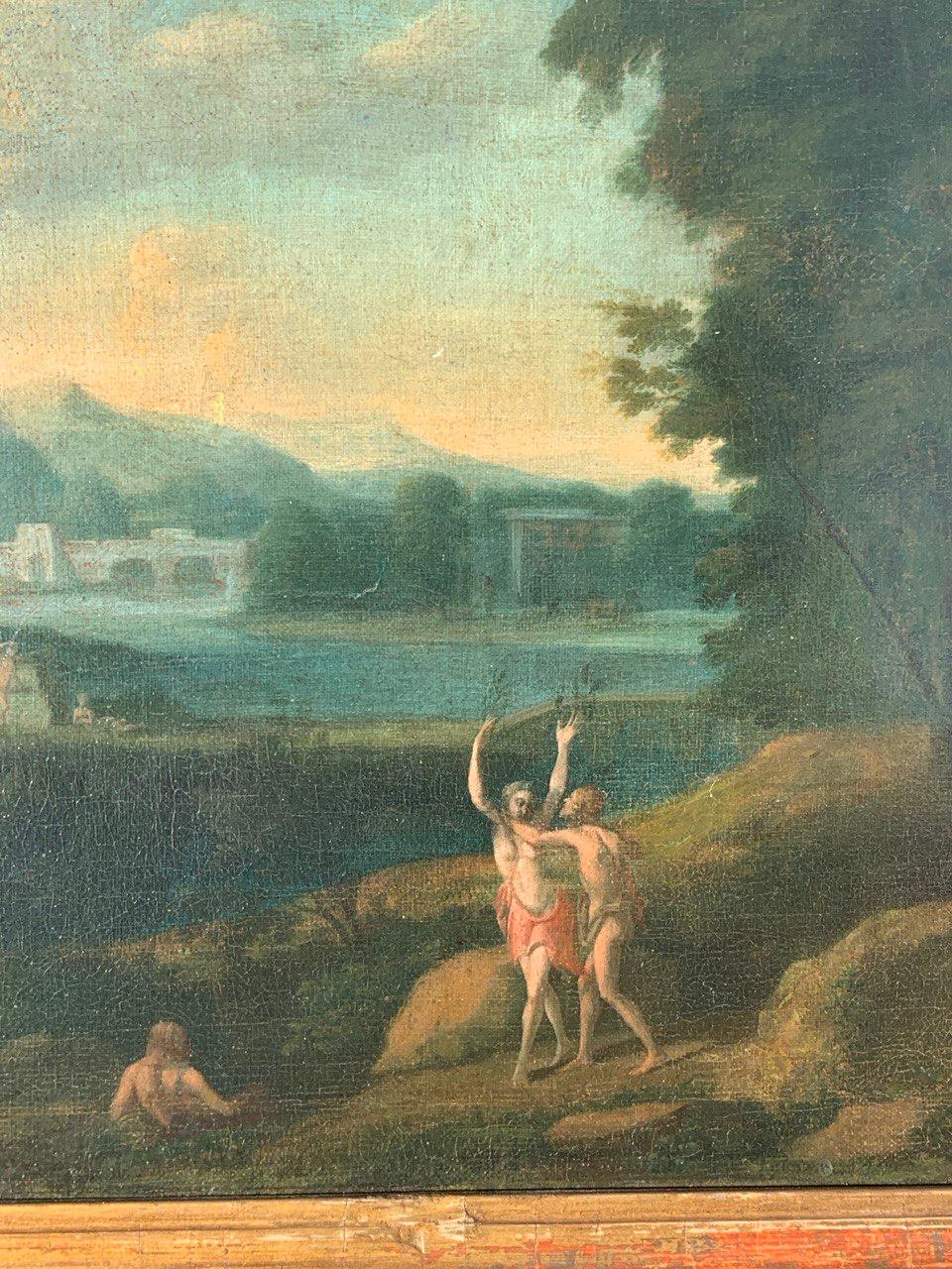 Van Lint Werkstatt (Roma Barock) Landschaftsmalerei des 18. Jahrhunderts - Apollo Daphne im Angebot 5