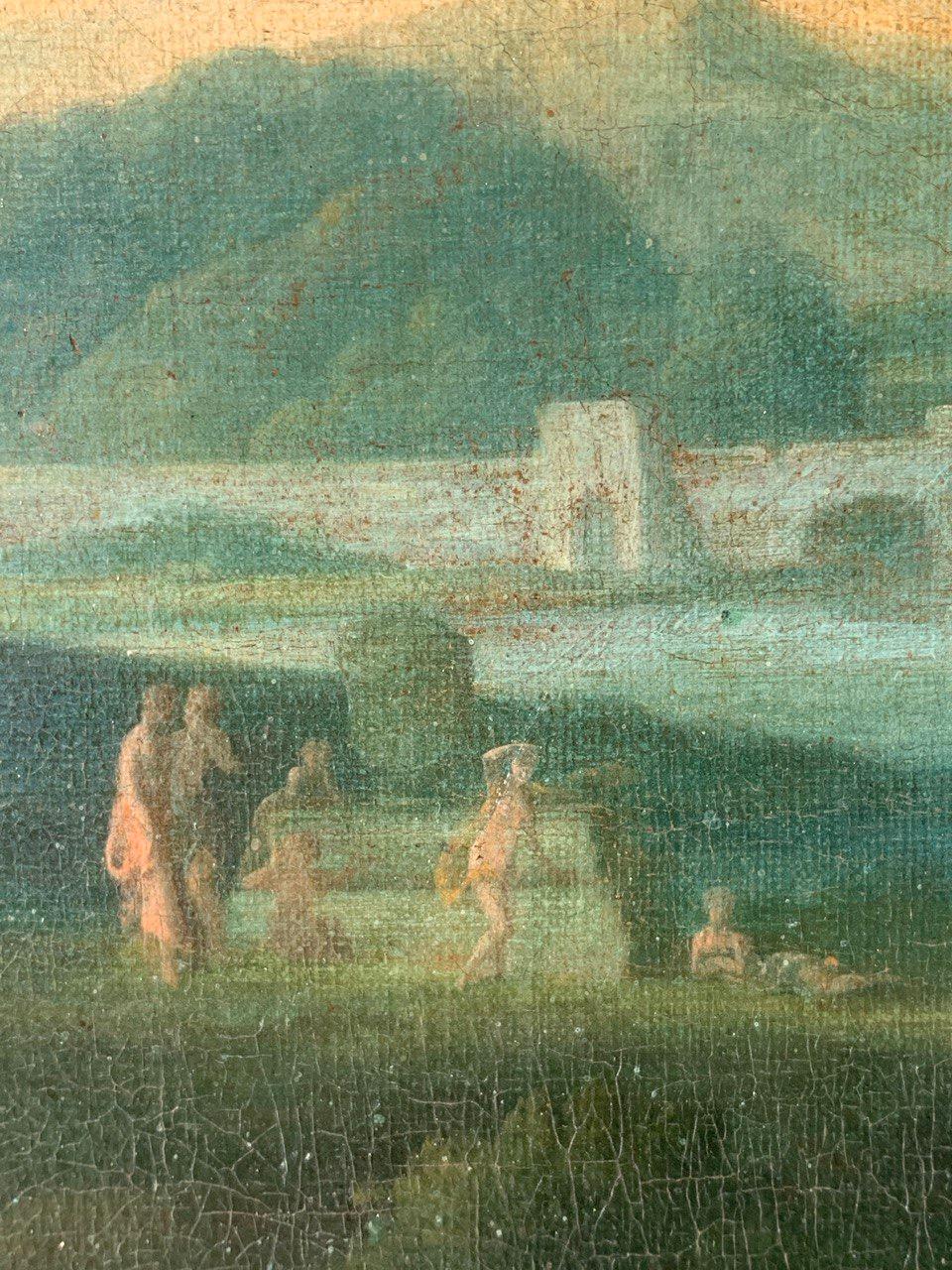 Van Lint Werkstatt (Roma Barock) Landschaftsmalerei des 18. Jahrhunderts - Apollo Daphne im Angebot 6