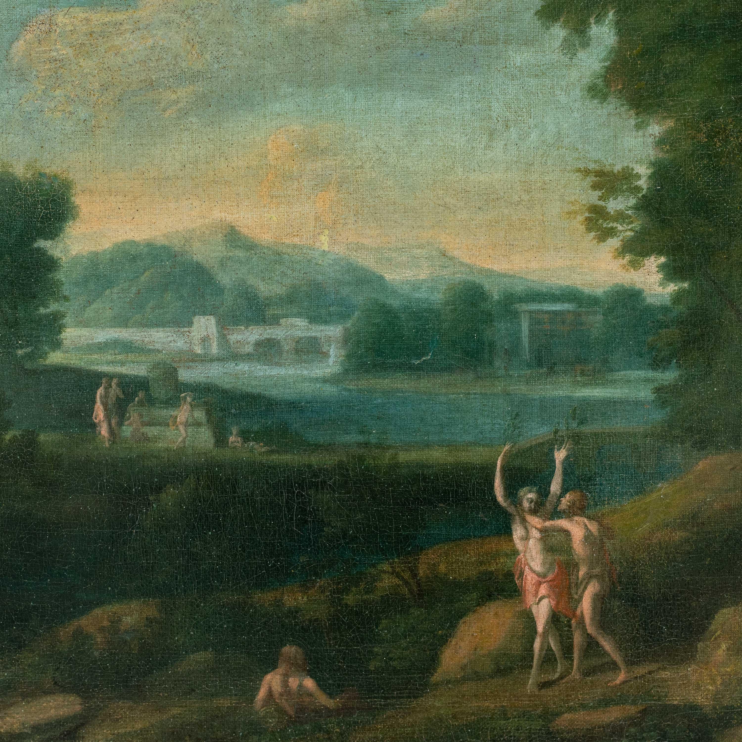 Van Lint Werkstatt (Roma Barock) Landschaftsmalerei des 18. Jahrhunderts - Apollo Daphne (Rokoko), Painting, von Unknown