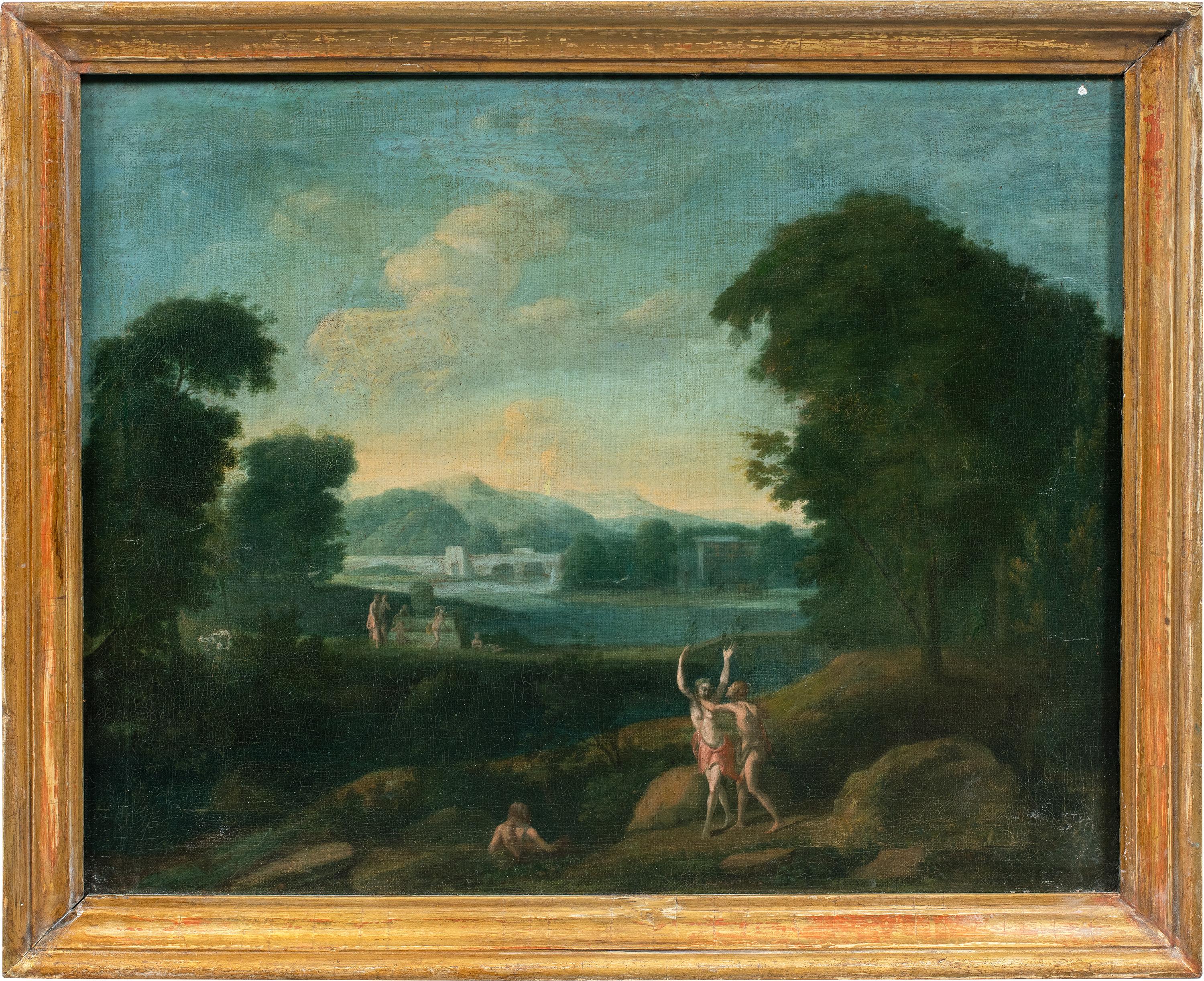 Van Lint workshop (Baroque) - 18th century landscape painting - Apollo Daphne