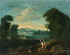 Van Lint workshop (Roma Baroque) 18th century landscape painting - Apollo Daphne