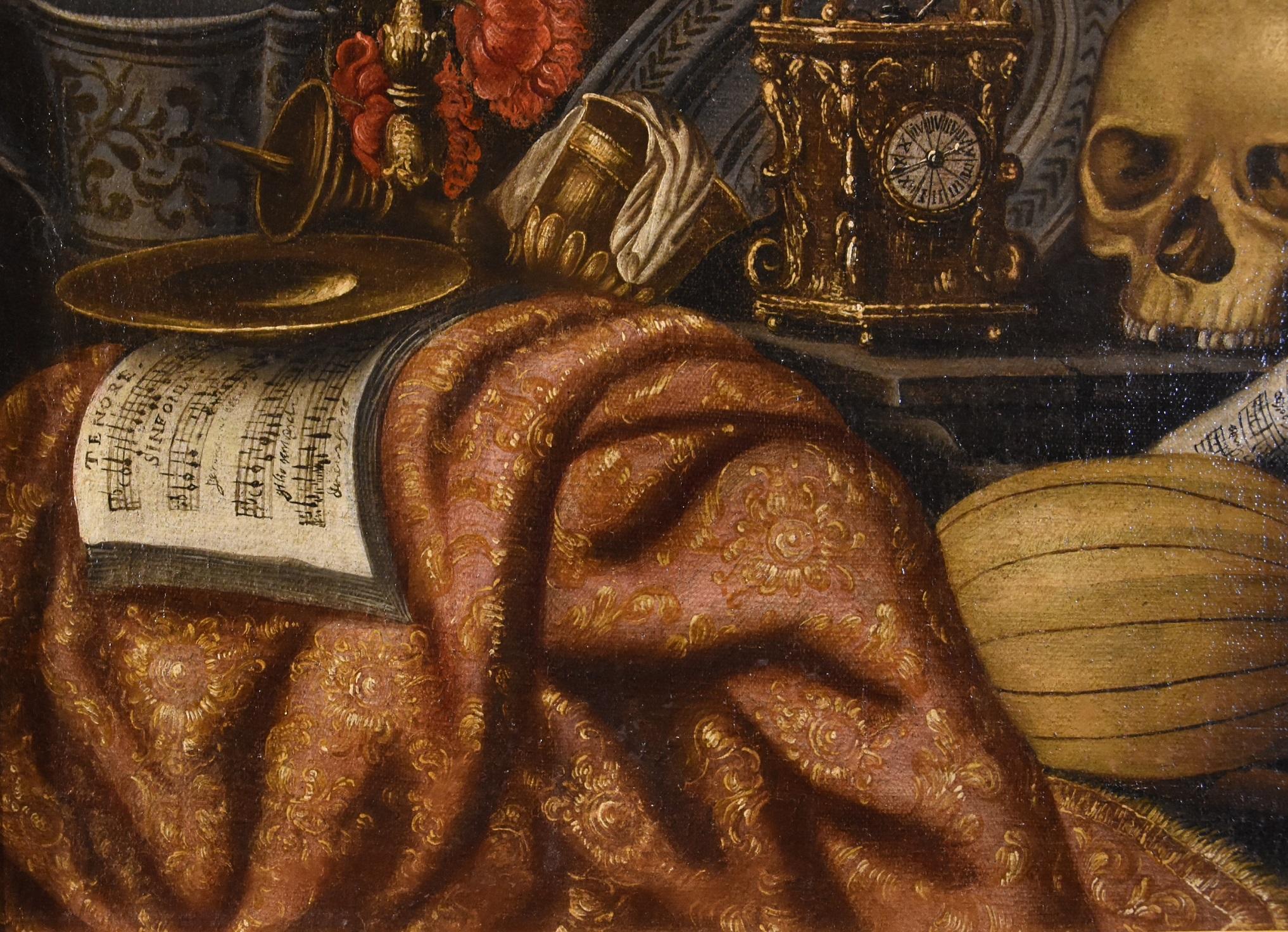 Vanita Carpet Music Skull Tibaldi Paint Oil on canvas 17th Century Old master  6
