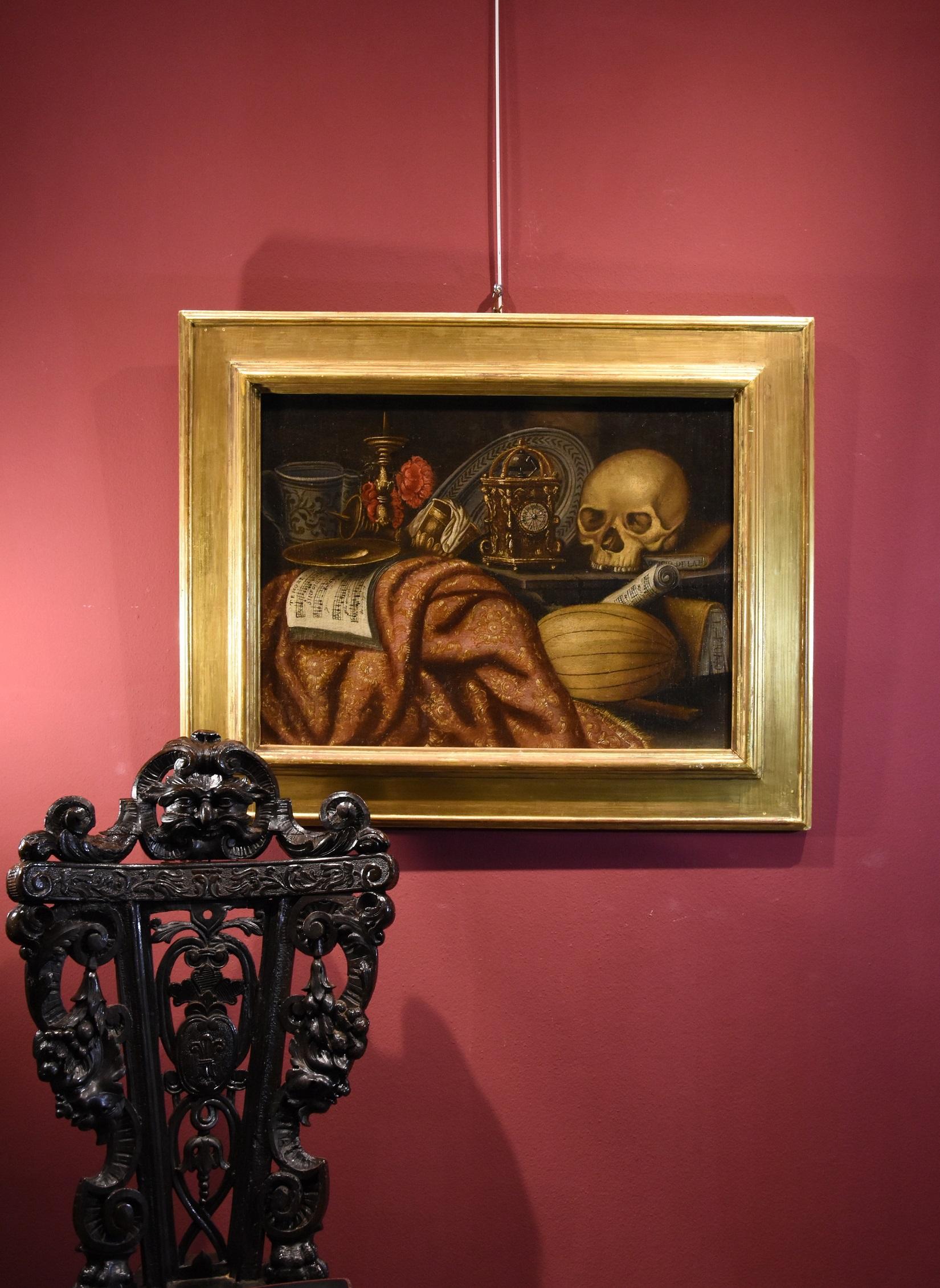 Vanita Carpet Music Skull Tibaldi Paint Oil on canvas 17th Century Old master  7