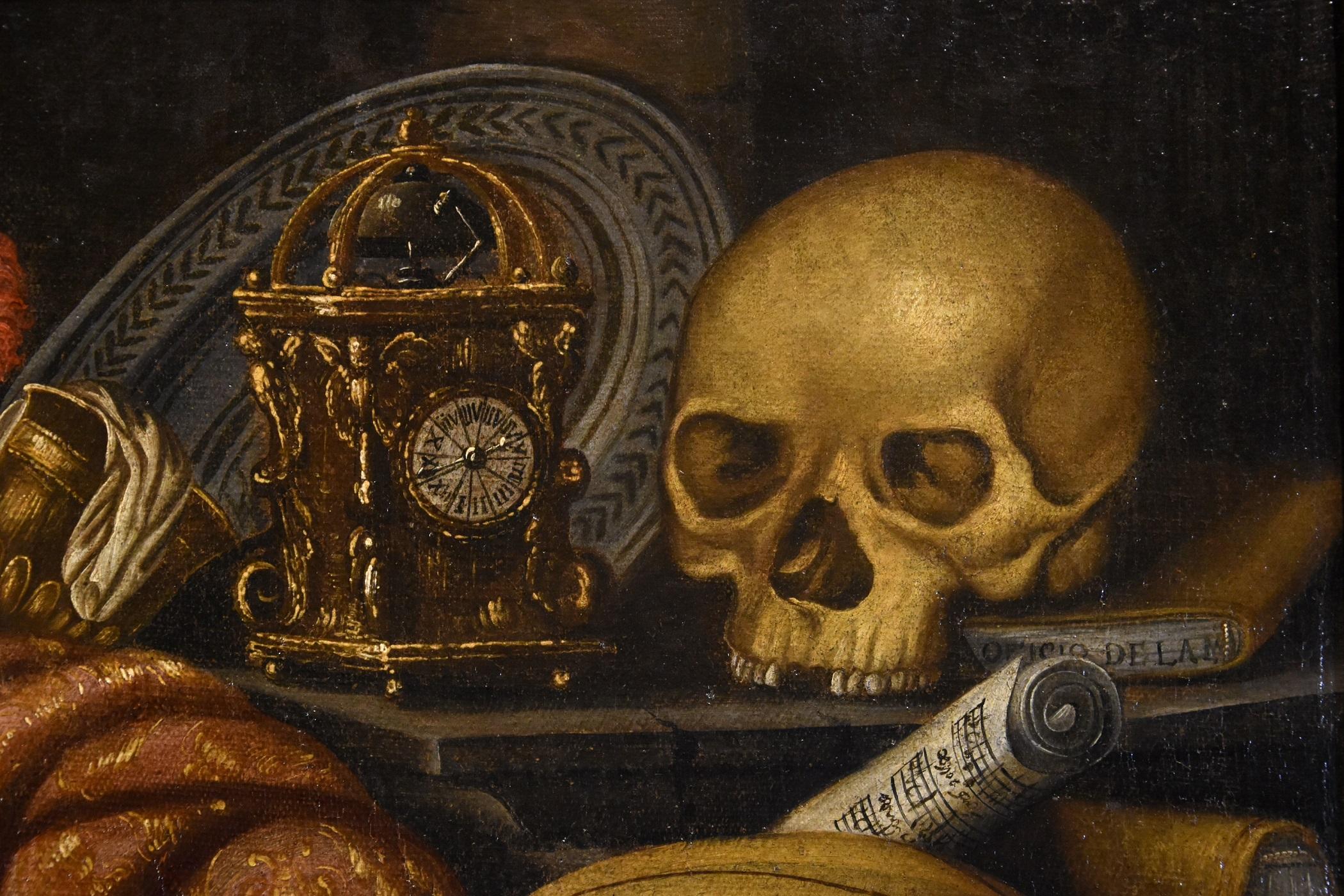 Vanita Carpet Music Skull Tibaldi Paint Oil on canvas 17th Century Old master  1