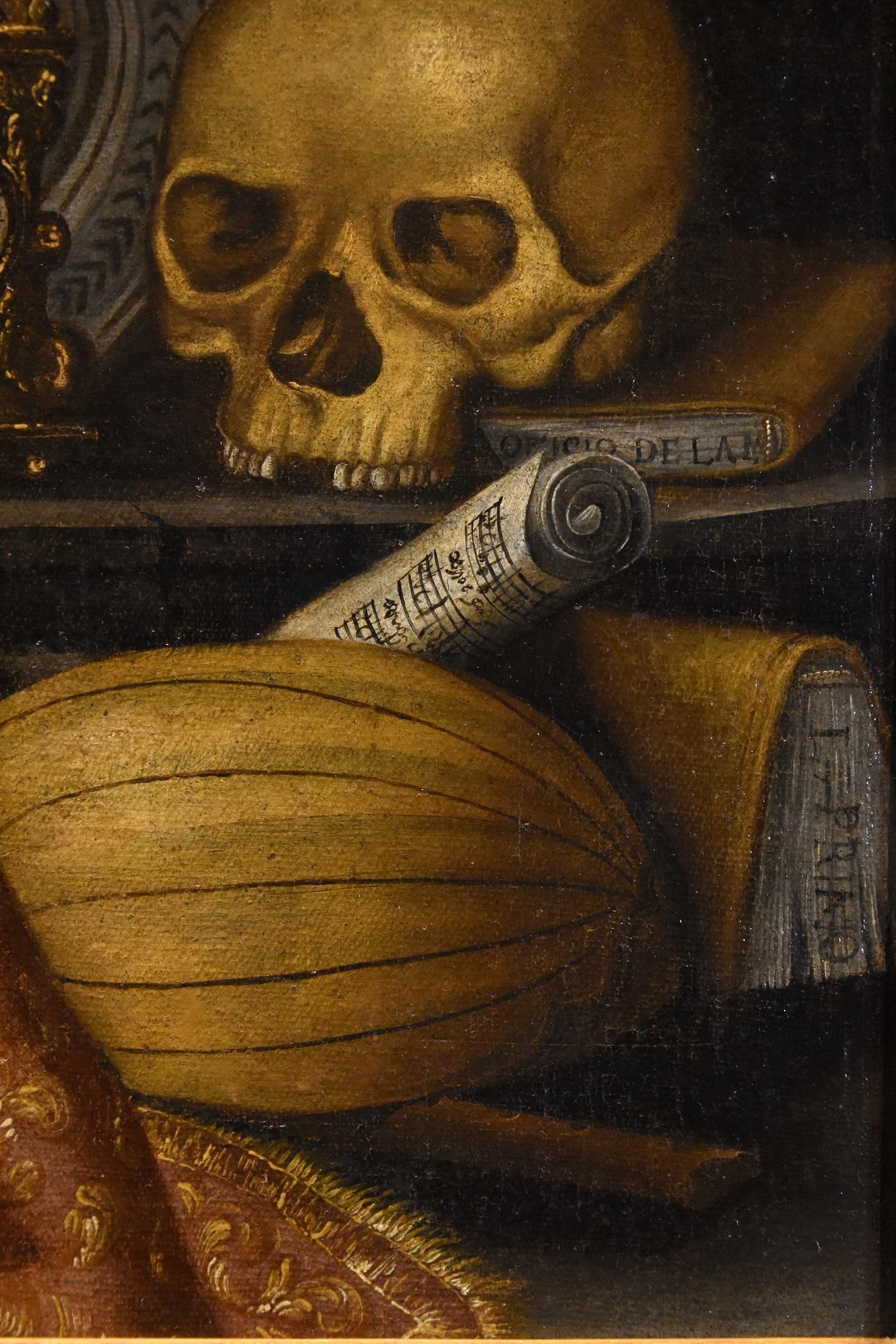 Vanita Carpet Music Skull Tibaldi Paint Oil on canvas 17th Century Old master  2
