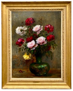 «rious colorful roses in a glass vase » de F. Clairval