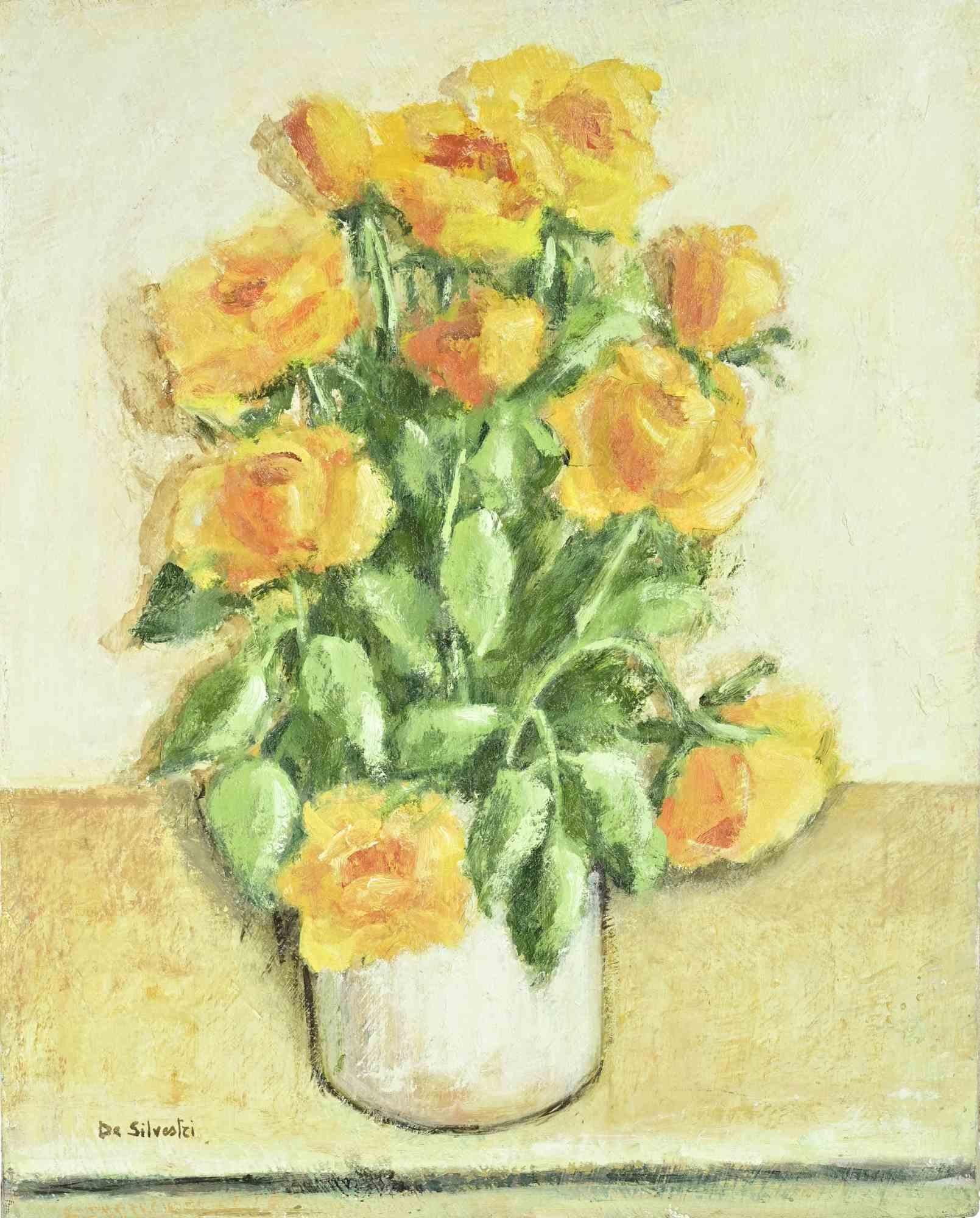 Vase de fleurs - Peinture à l'huile - années 1990 - Painting de Unknown