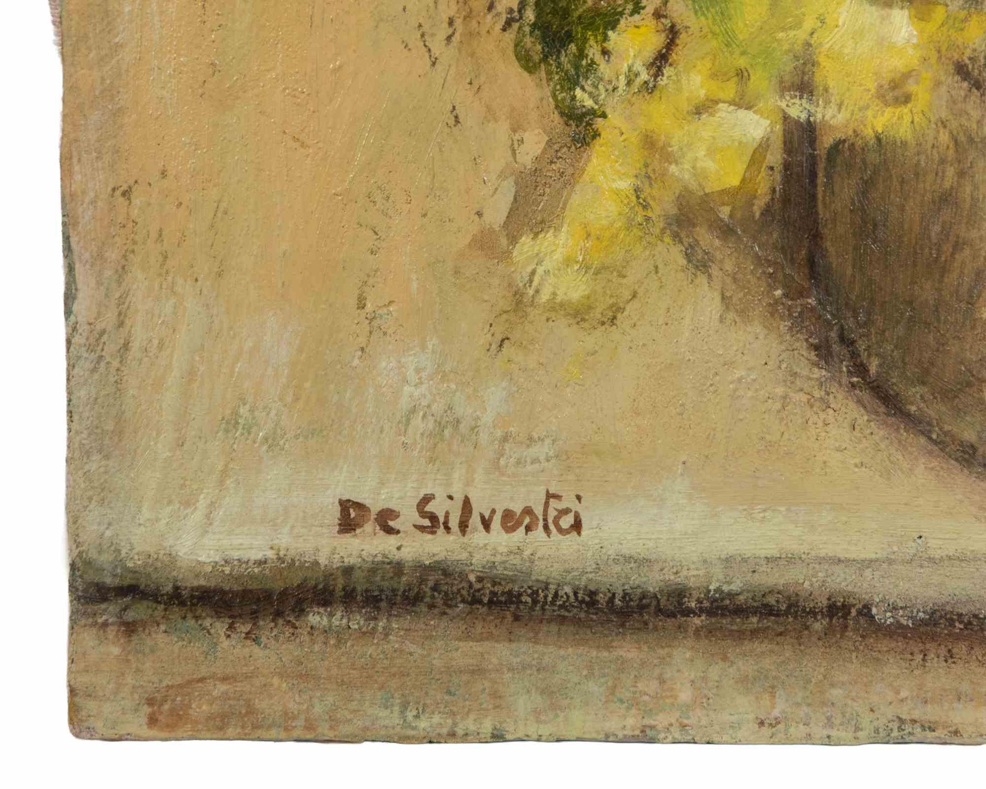 Jarrón de flores - Pintura al óleo - Años 90 - Painting Contemporáneo de Unknown