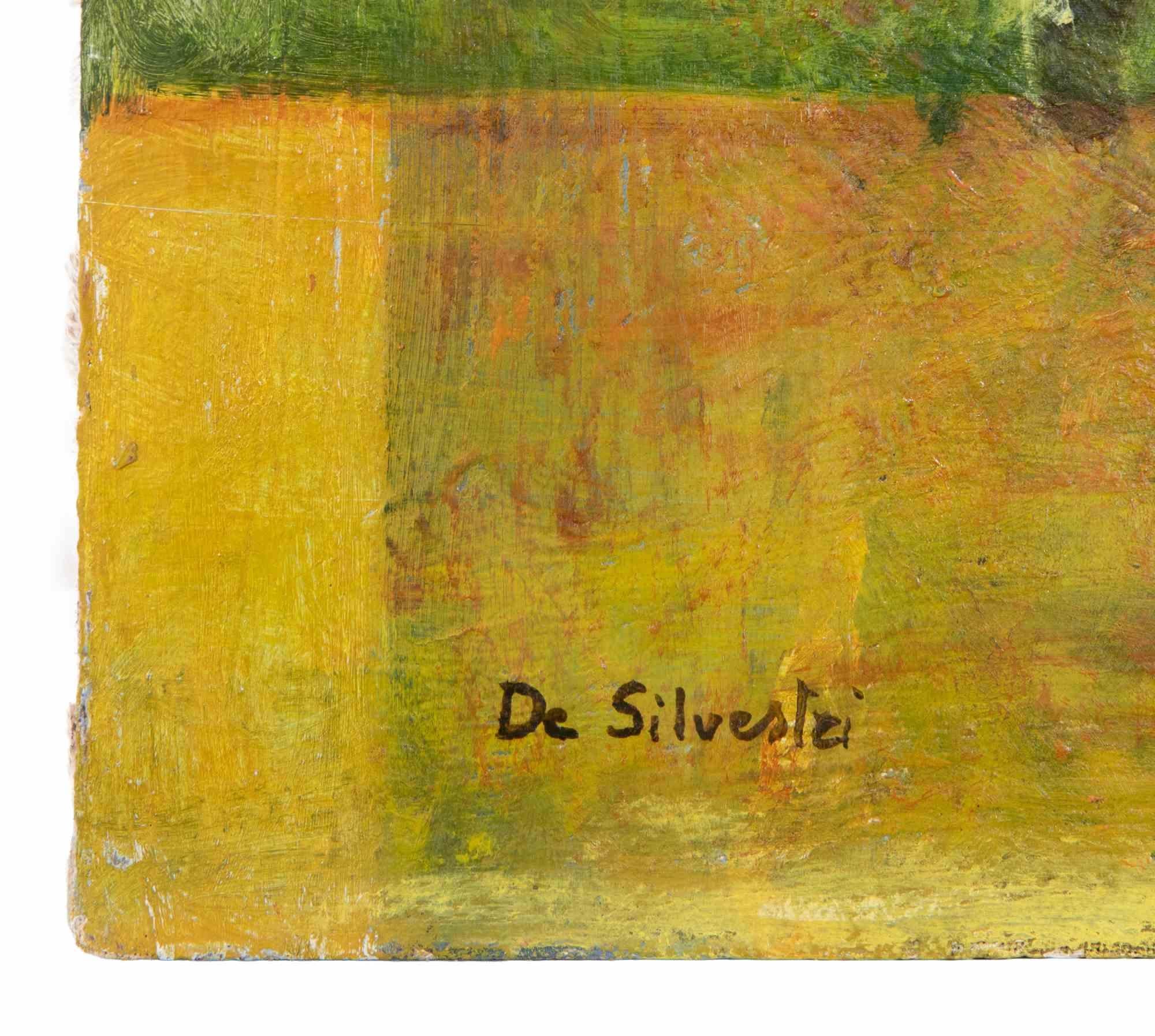 Jarrón de flores - Pintura al óleo - Años 90 - Painting Contemporáneo de Unknown
