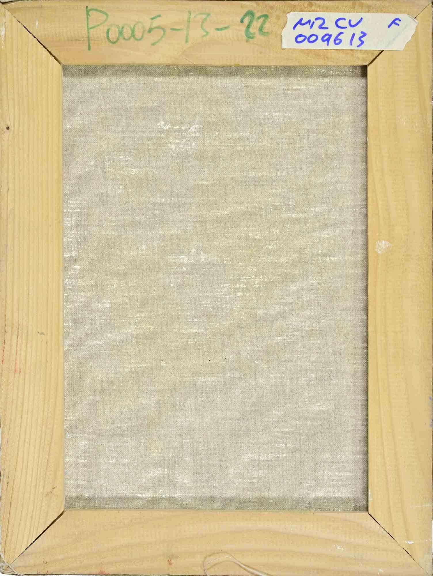Jarrón de flores - Pintura al óleo - Años 90 - Still-Life Painting Beige de Unknown