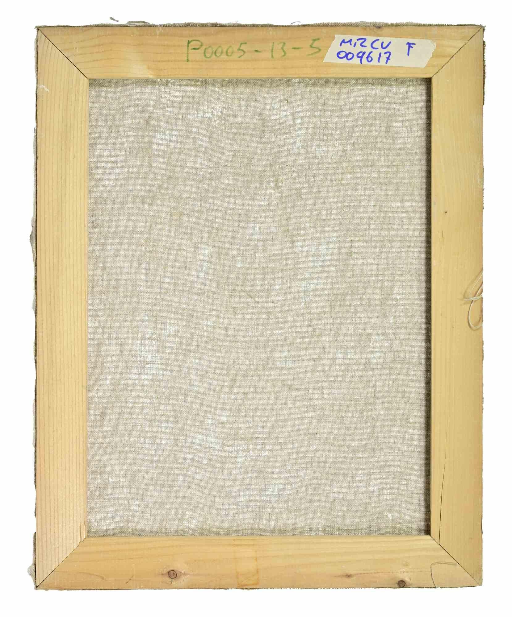 Vase de fleurs - Peinture à l'huile - années 1990 - Beige Figurative Painting par Unknown