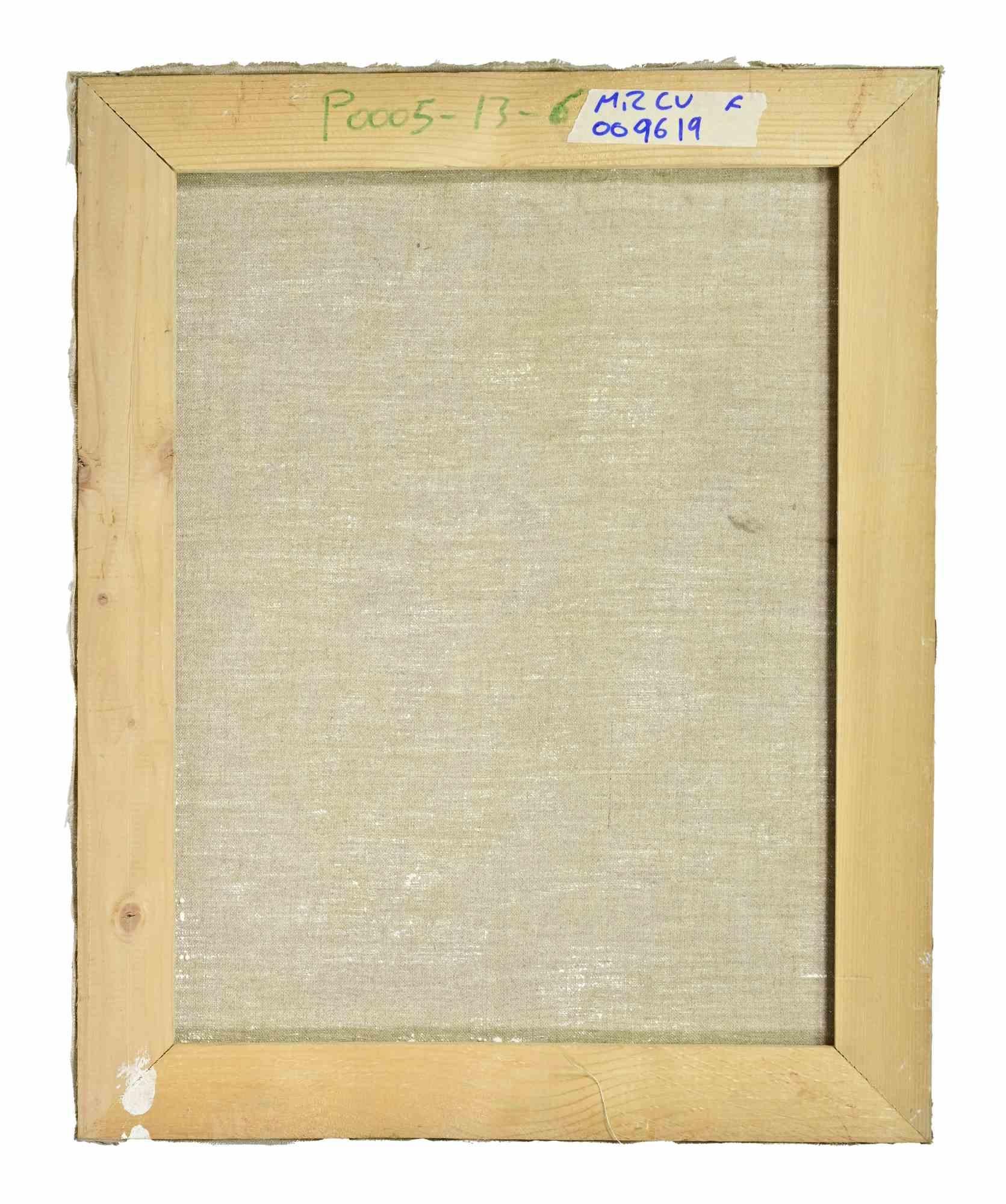 Jarrón de flores - Pintura al óleo - Años 90 - Figurative Painting Beige de Unknown