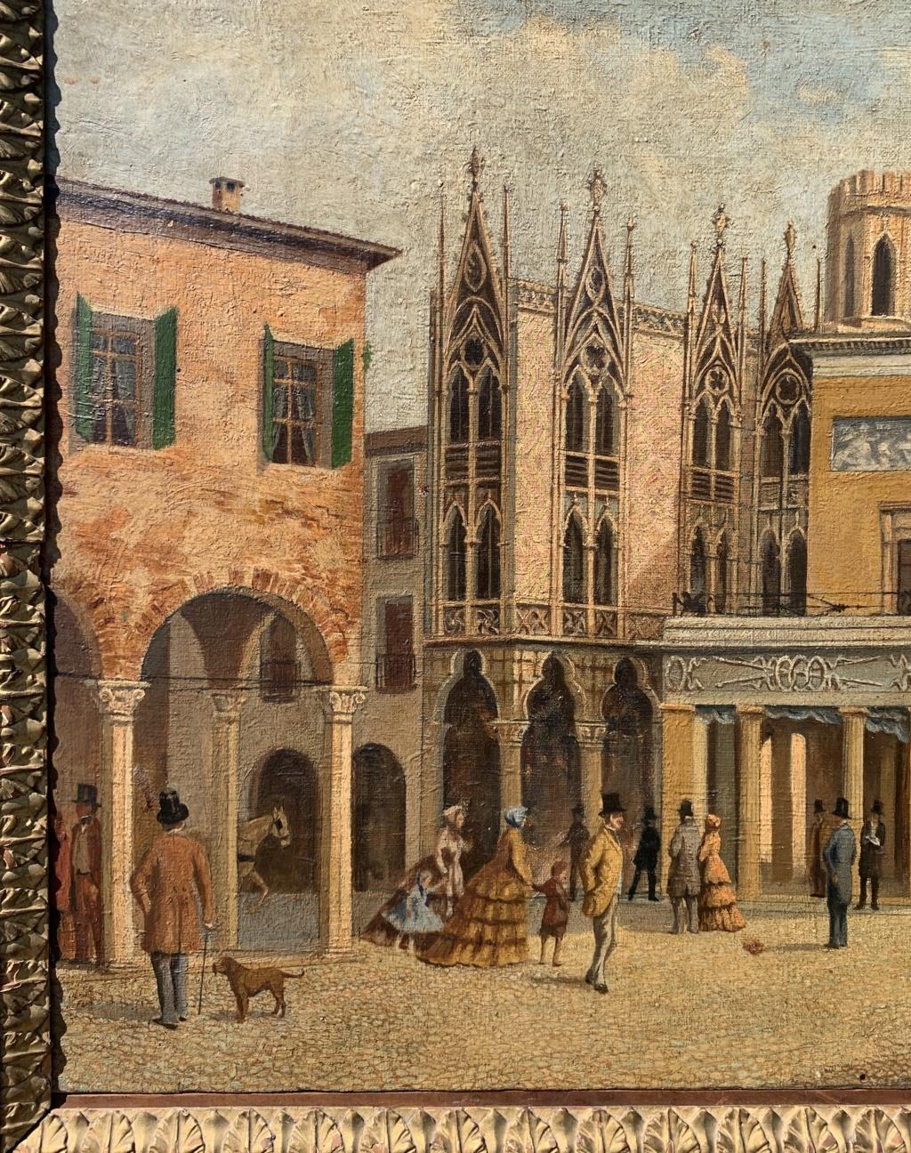 Venetian painter (19th century) - Padua, Caffè Pedrocchi.

37.5 x 48.5 cm without frame, 50.5 x 60 cm with frame.

Oil on canvas, in a carved wooden frame.

Condition report: Good state of conservation of the pictorial surface, there are signs of