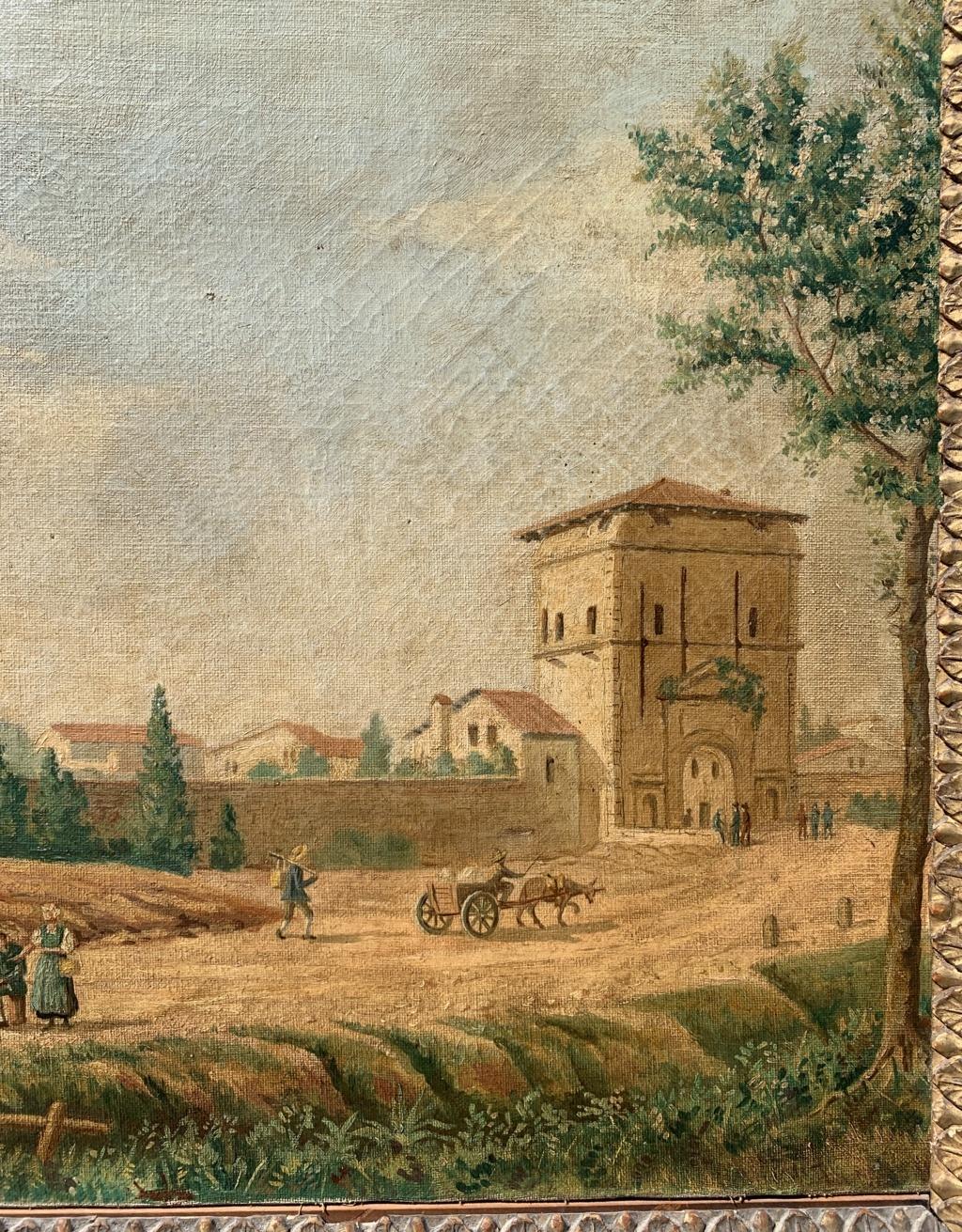Venetian painter (19th century) - Padua, Porta Liviana.

37.5 x 48.5 cm without frame, 50.5 x 60 cm with frame.

Oil on canvas, in a carved wooden frame.

Condition report: Good state of conservation of the pictorial surface, there are signs of