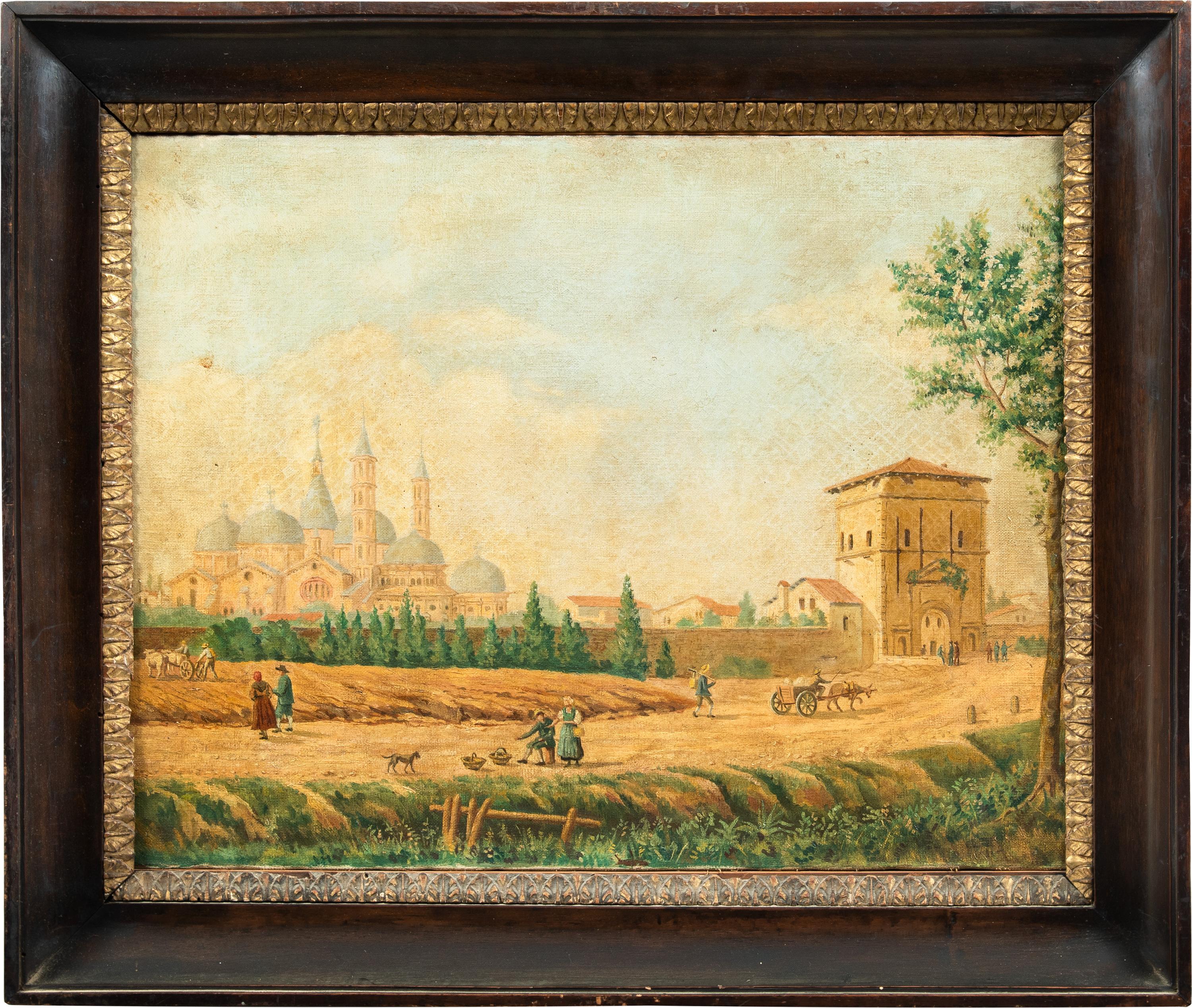 Peintre védustiste (école de Vénétie) - Peinture de paysage du XIXe siècle - Padoue 