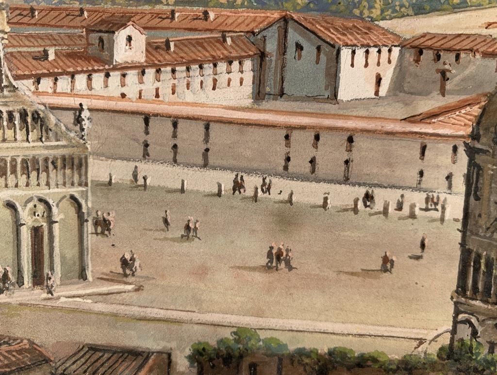 Vedutist Florentine painter - Late 19th century landscape painting - Pisa Tower  For Sale 11
