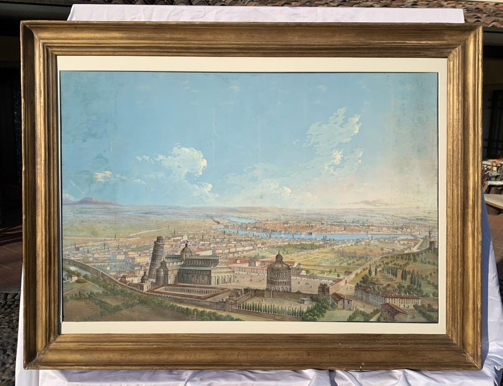 Vedutist Florentine painter - Late 19th century landscape painting - Pisa Tower  - Painting by Unknown