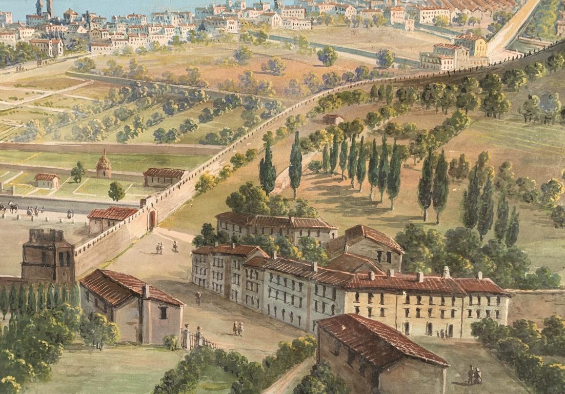 Vedutist Florentine painter - Late 19th century landscape painting - Pisa Tower  For Sale 3