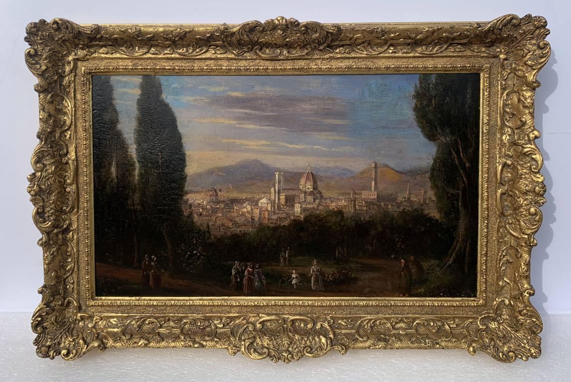 Vedutistischer italienischer Maler des Veduten – Landschaftsgemälde des 18.-19. Jahrhunderts – Ansicht von Florenz (Naturalismus), Painting, von Unknown