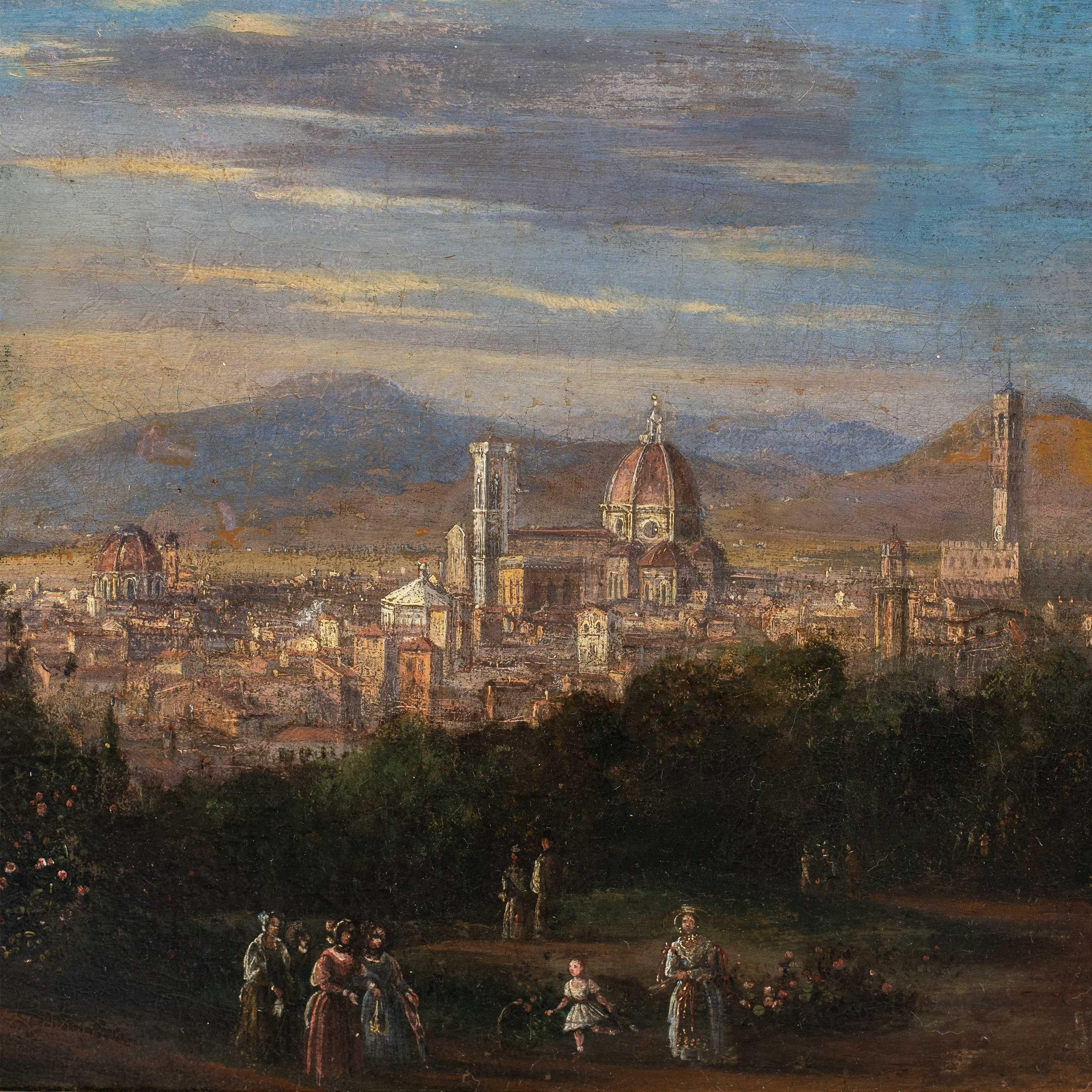 Vedutistischer italienischer Maler des Veduten – Landschaftsgemälde des 18.-19. Jahrhunderts – Ansicht von Florenz – Painting von Unknown