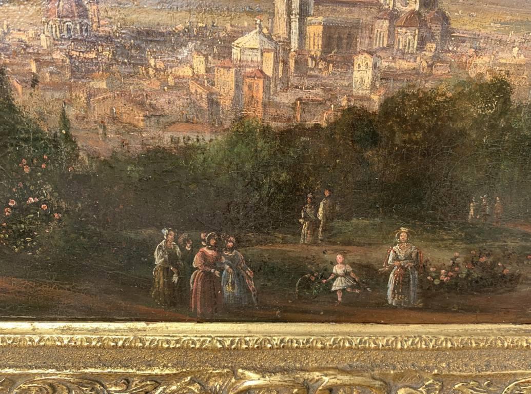 Vedutistischer italienischer Maler des Veduten – Landschaftsgemälde des 18.-19. Jahrhunderts – Ansicht von Florenz im Angebot 2