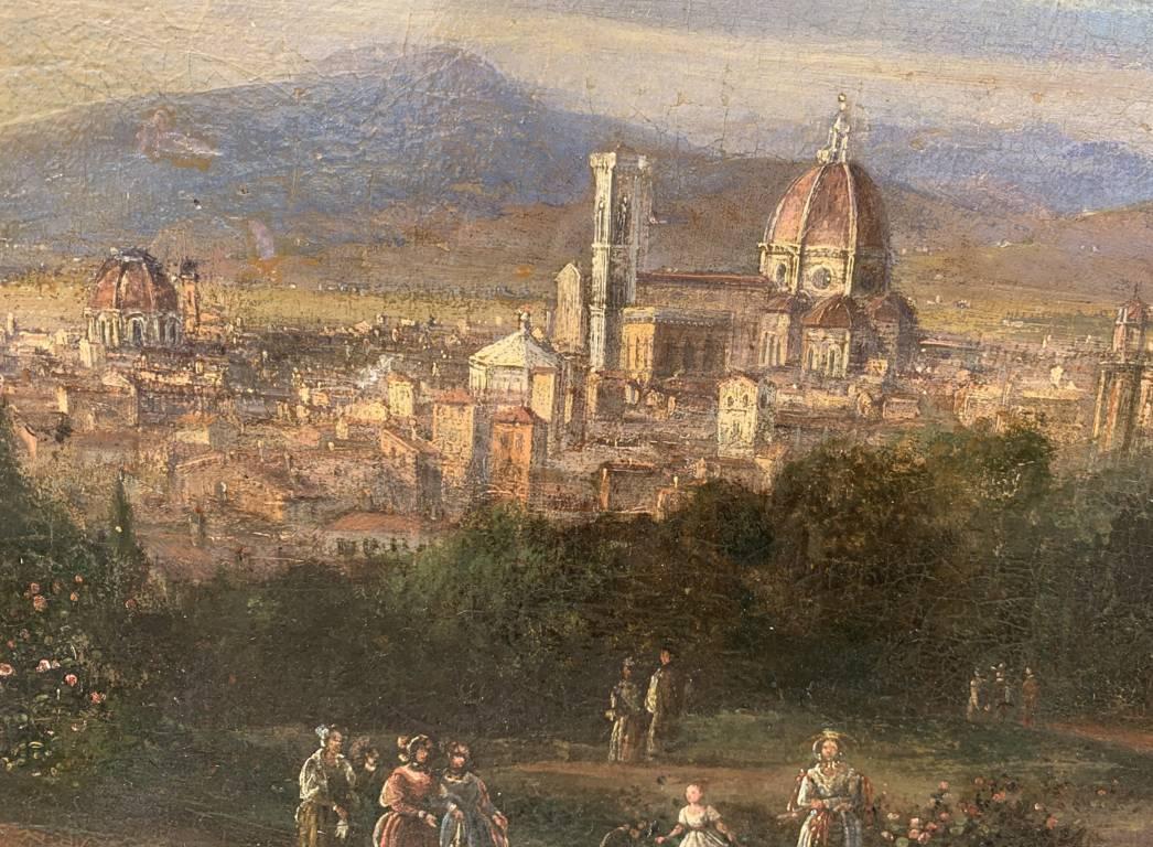 Vedutistischer italienischer Maler des Veduten – Landschaftsgemälde des 18.-19. Jahrhunderts – Ansicht von Florenz im Angebot 3