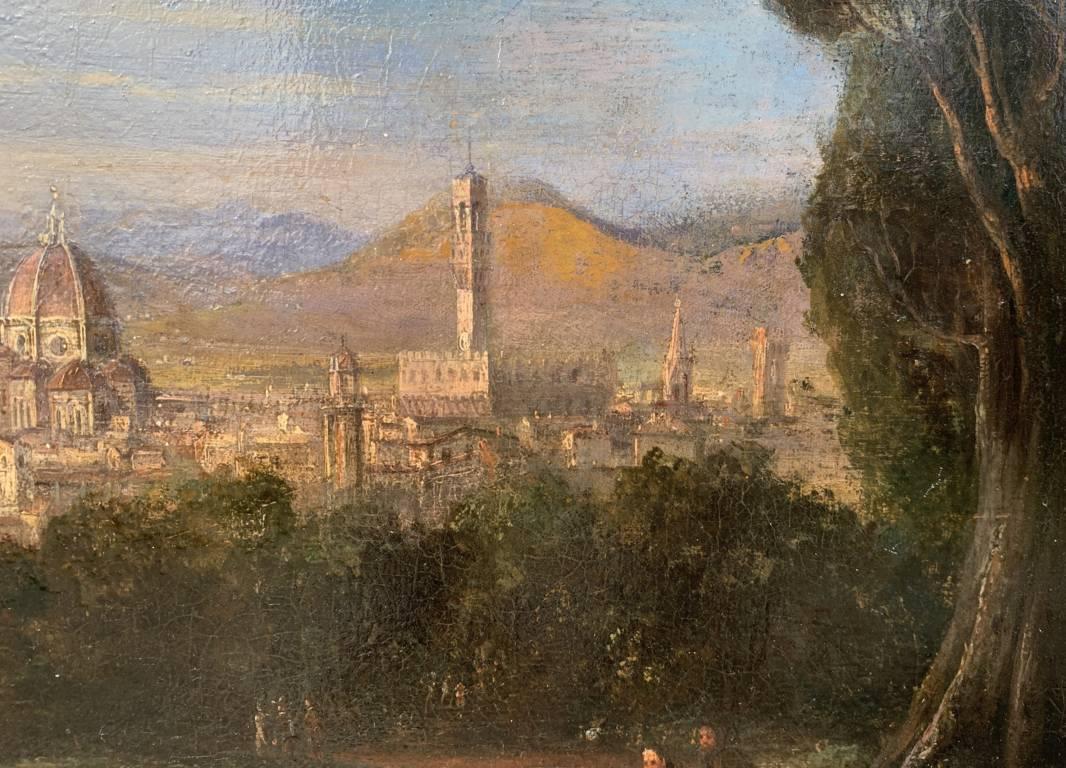 Vedutistischer italienischer Maler des Veduten – Landschaftsgemälde des 18.-19. Jahrhunderts – Ansicht von Florenz im Angebot 4