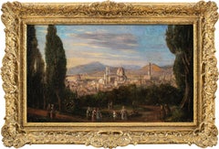 Antique Vedutist Italian painter - 18/19th century landscape painting - View of Florence