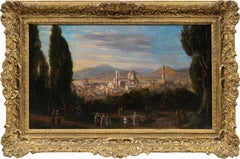 Vedutistischer italienischer Maler des Veduten – Landschaftsgemälde des 18.-19. Jahrhunderts – Ansicht von Florenz