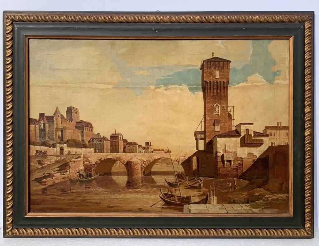 Seguidor de Bernardo Bellotto - Pintura paisajista del siglo XIX - Vista de Padua - Painting de Unknown