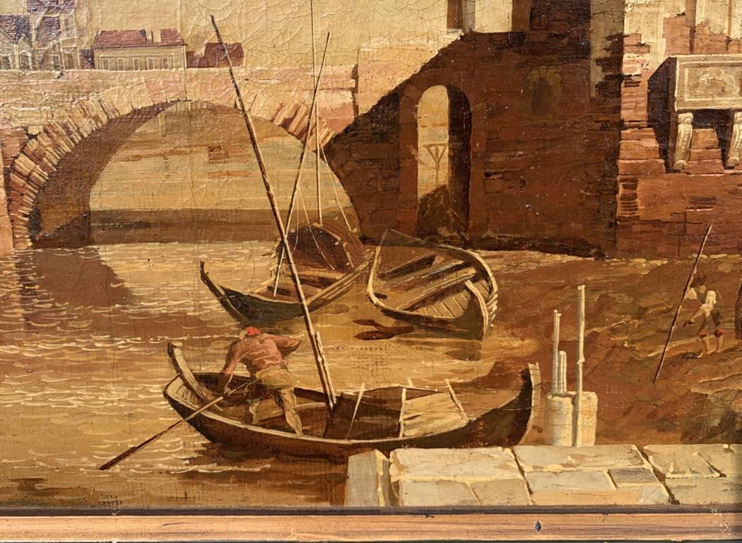 Seguidor de Bernardo Bellotto - Pintura paisajista del siglo XIX - Vista de Padua 1