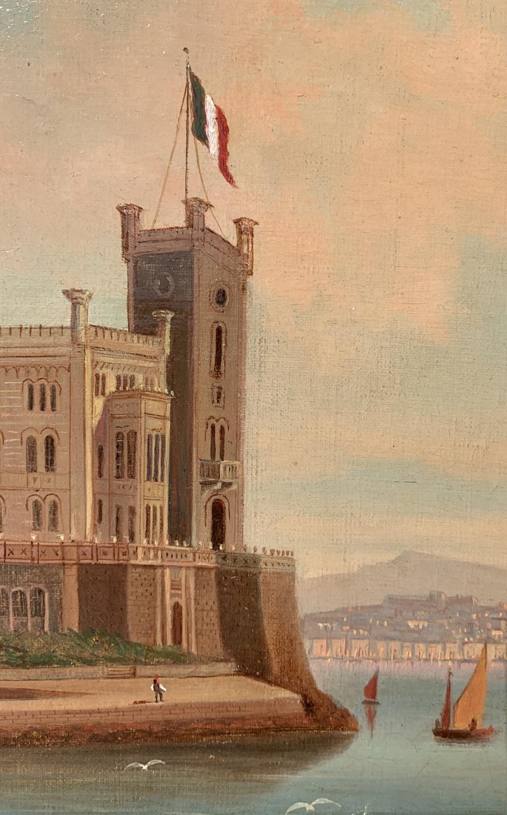 Pintor vedutista italiano - Paisaje de principios del siglo XX - Vista Trieste en venta 6