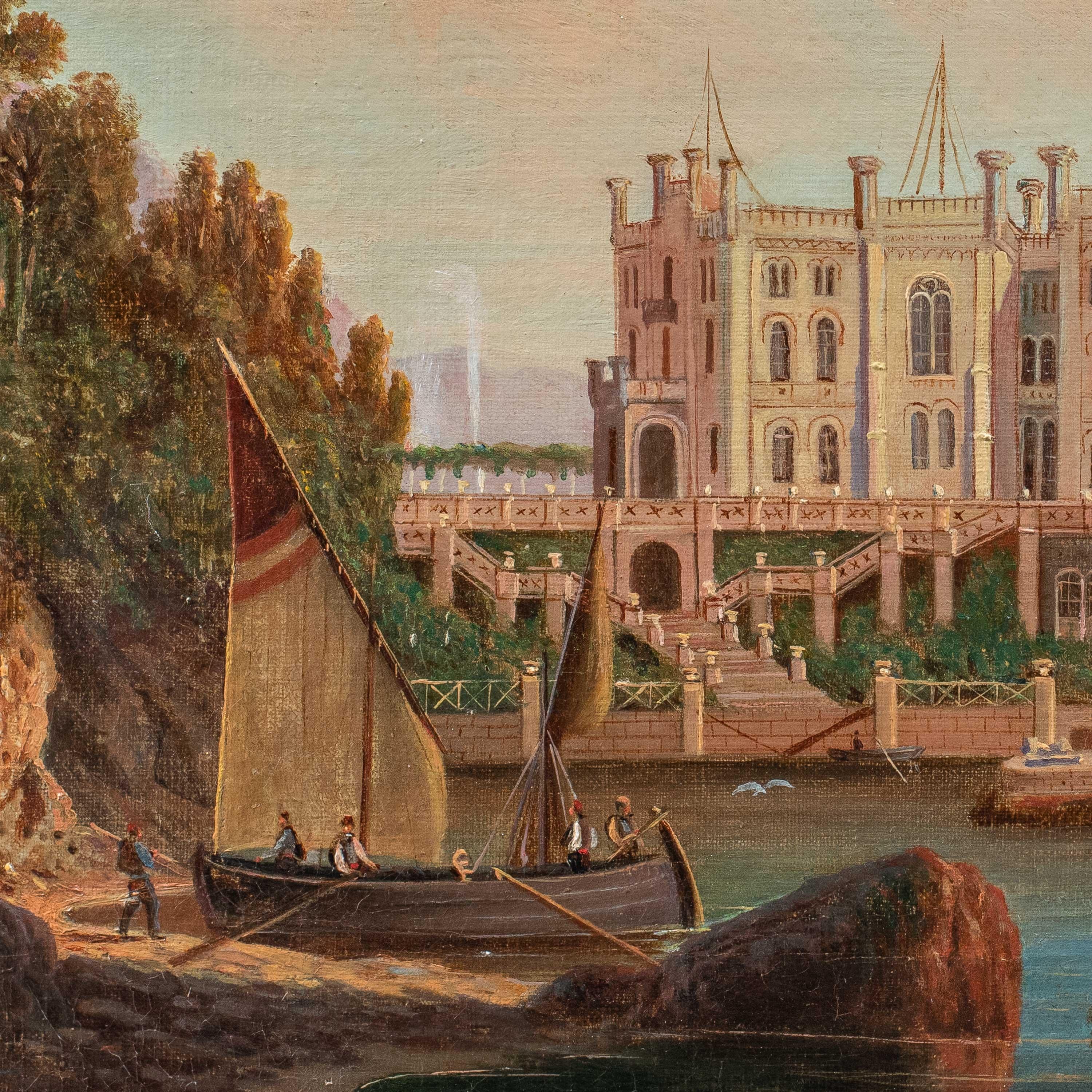 Pintor vedutista italiano - Paisaje de principios del siglo XX - Vista Trieste - Painting de Unknown