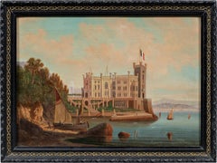 Peintre italien Vedutiste - Peinture de paysage du début du 20e siècle - View Trieste