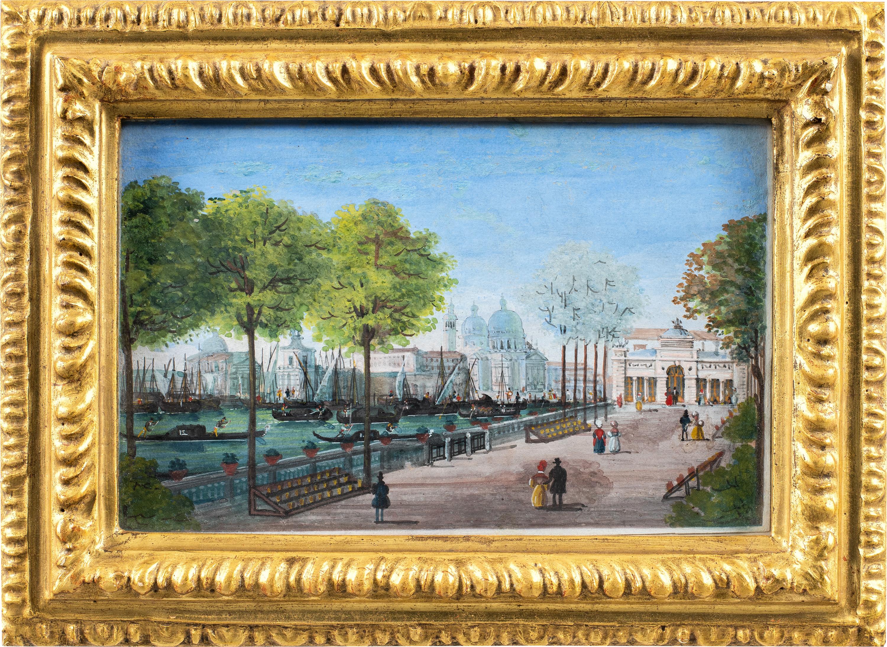 Unknown Landscape Painting - Vedutist painter (Venetian school) - Early 19th century painting - View Venice