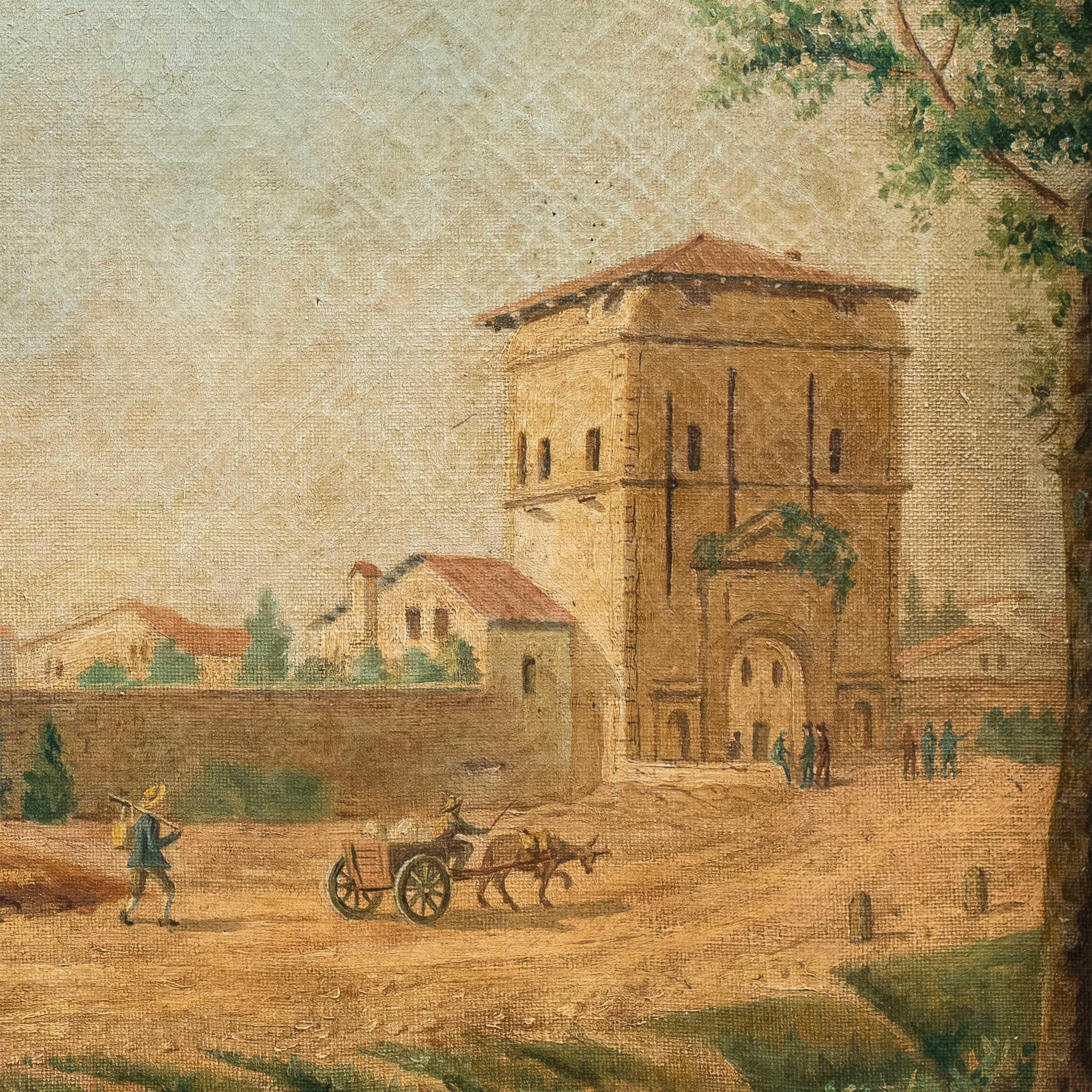Peintre vénitien védutiste - peinture de paysage du 19e siècle - Vue de Padoue - Naturalisme Painting par Unknown