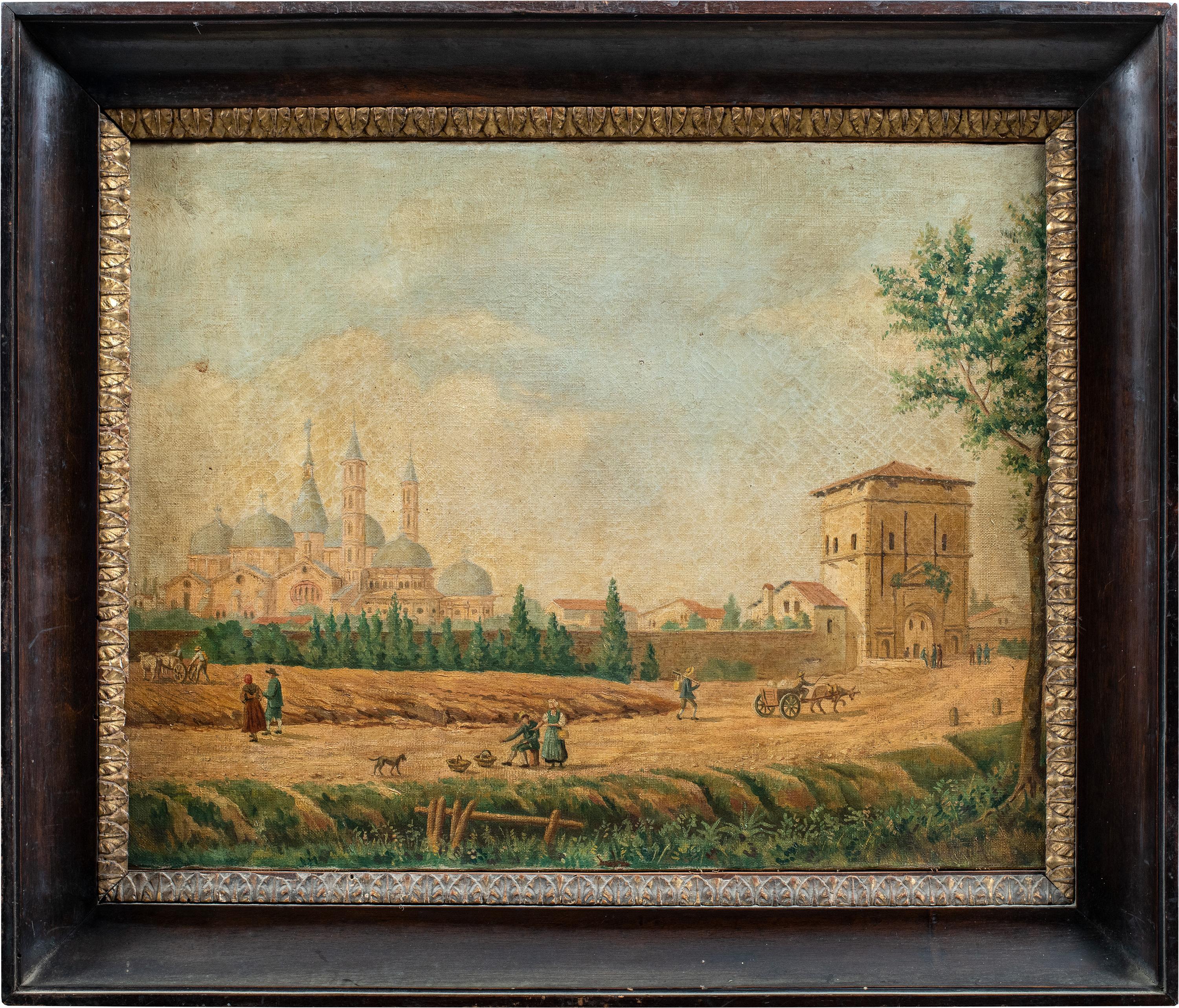 Vedutistischer venezianischer Maler des Veduten – Landschaftsmaler des 19. Jahrhunderts – Ansicht von Padova