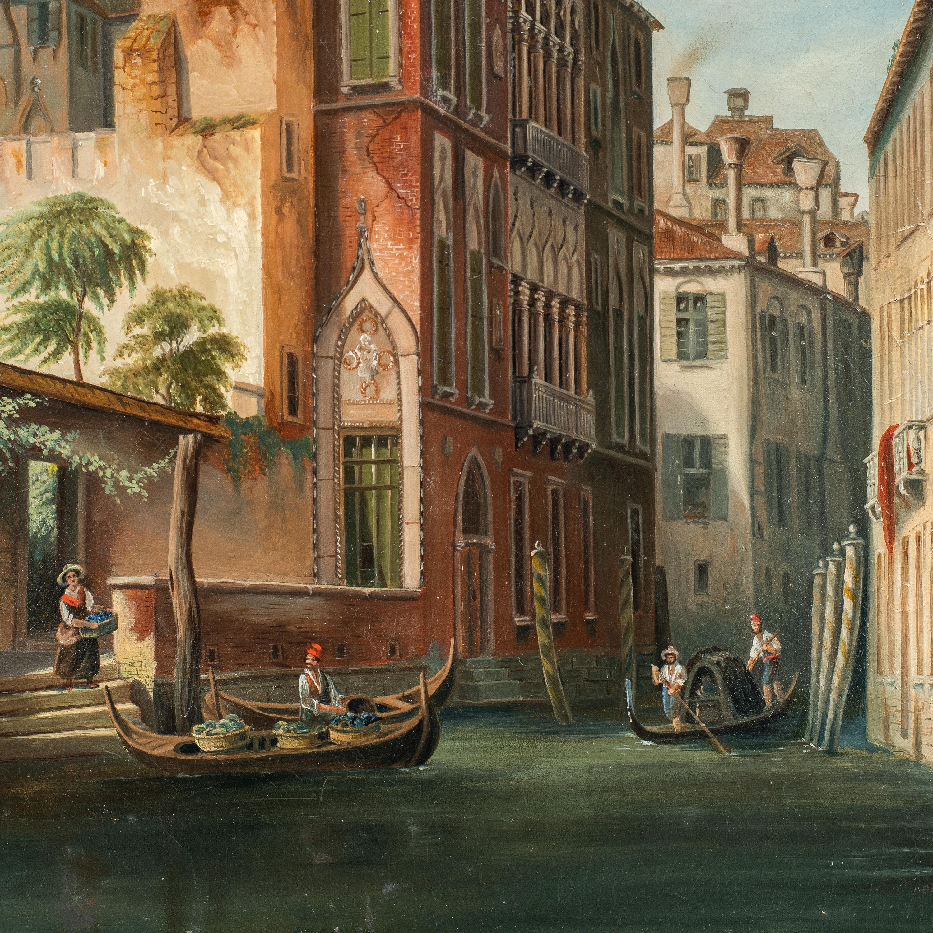 Pintor vedutista veneciano - Pintura paisajista del siglo XIX - Vista de Venecia Italia - Painting de Unknown