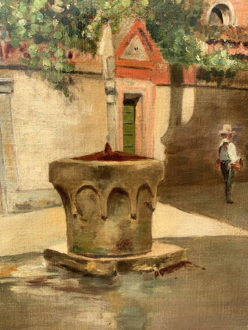 Vedutist Venetian painter - 19th century landscape painting - Venice View For Sale 5