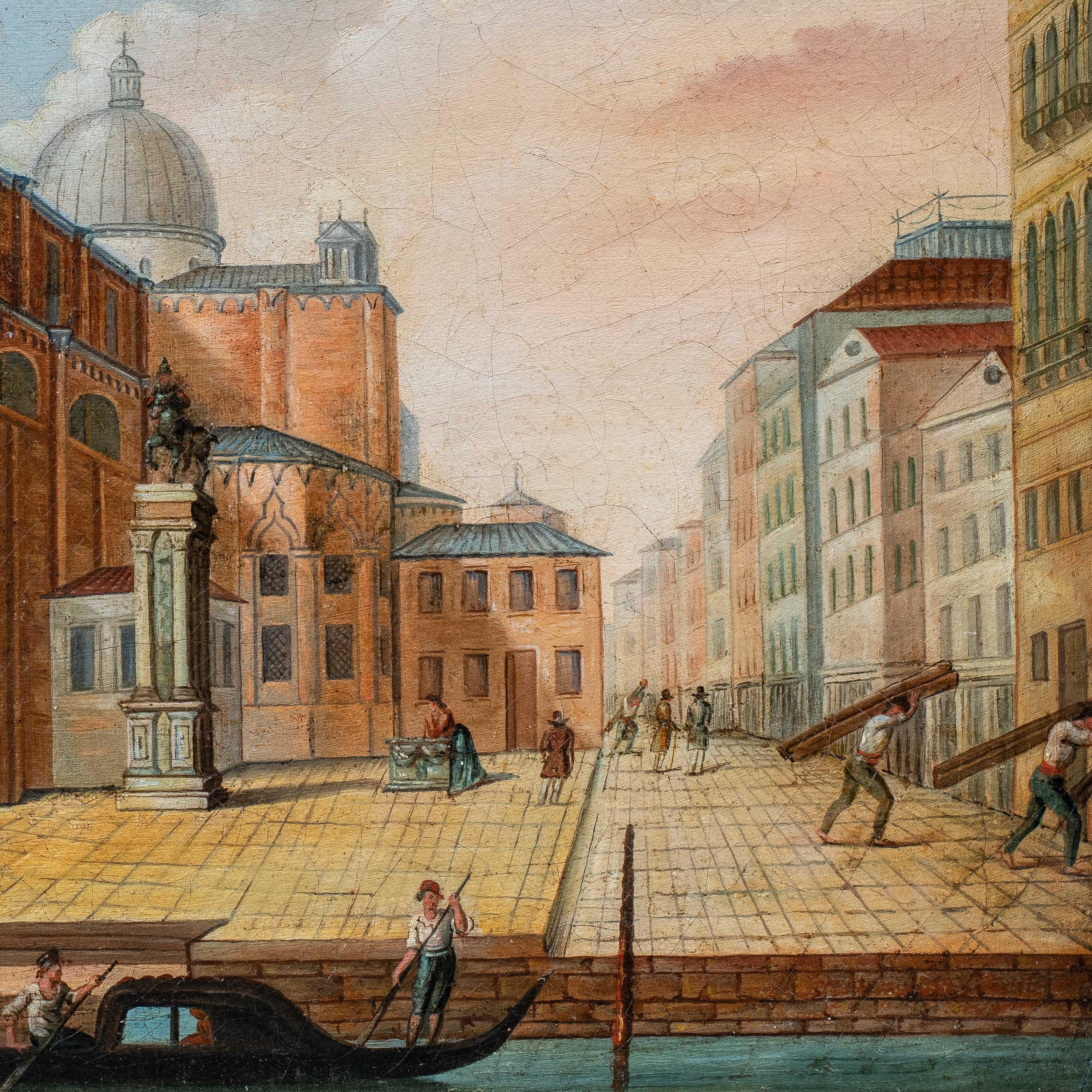 Pintor veneciano vedutista - Pintura paisajista del siglo XIX - Vista de Venecia - Painting Realista de Unknown