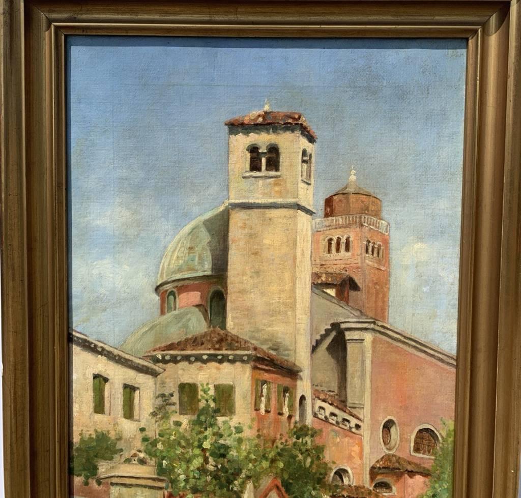 Vedutist Venetian painter - 19th century landscape painting - Venice View For Sale 1