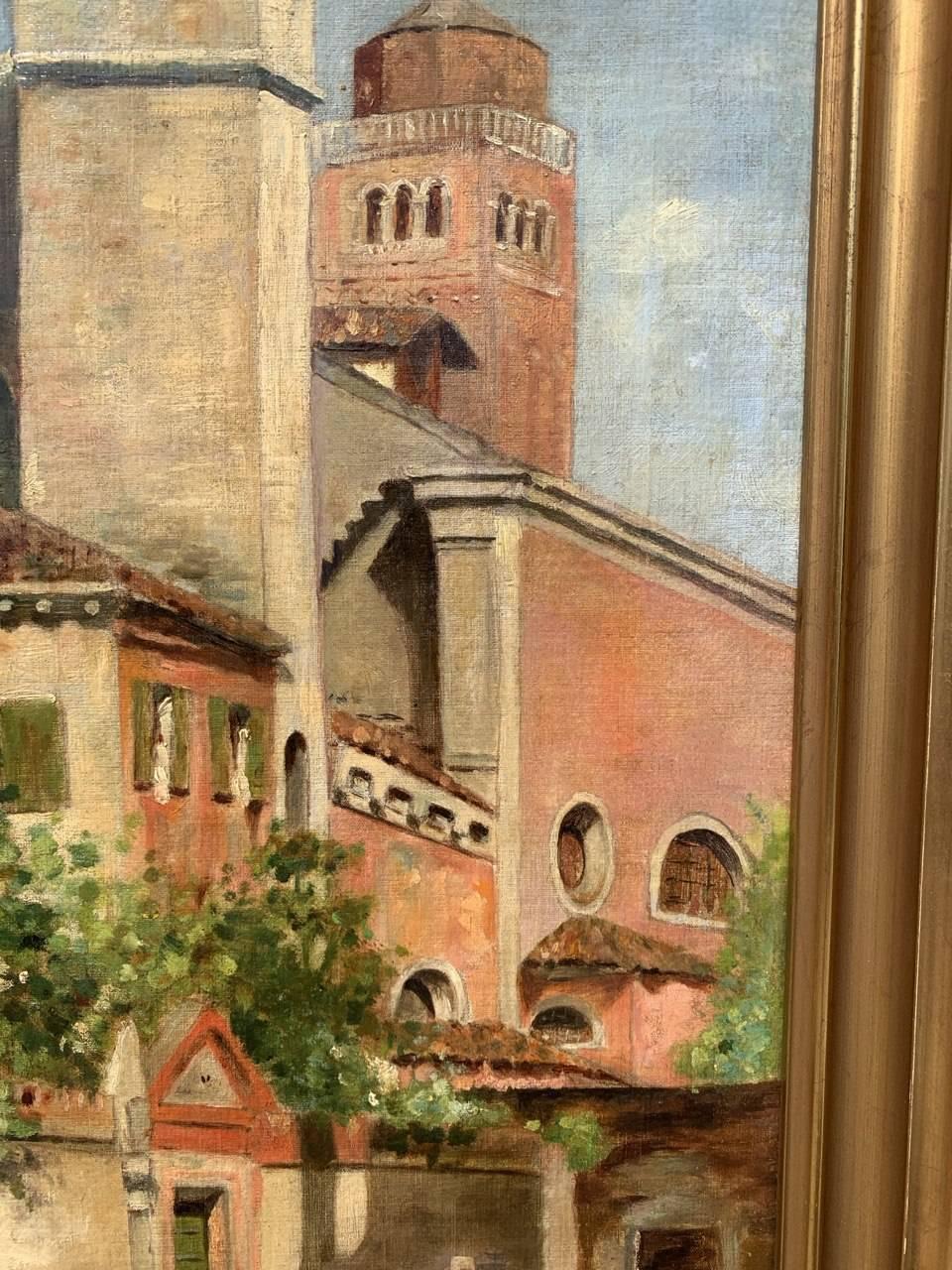 Vedutist Venetian painter - 19th century landscape painting - Venice View For Sale 2
