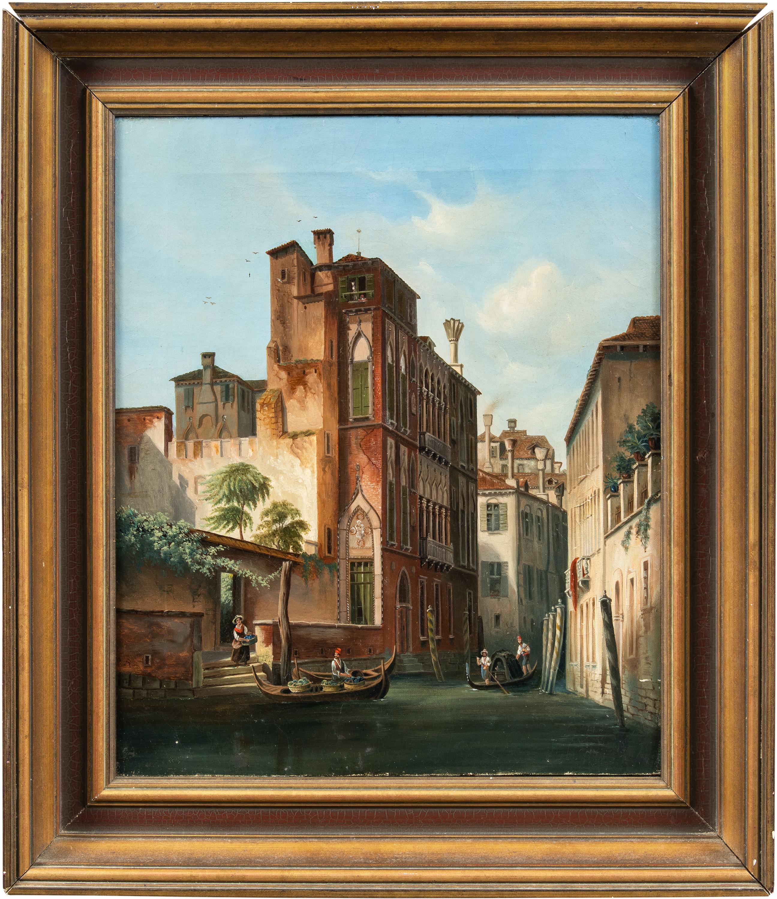 Unknown Figurative Painting - Vedutist Venetian painter - 19th century landscape painting - Venice view Italy