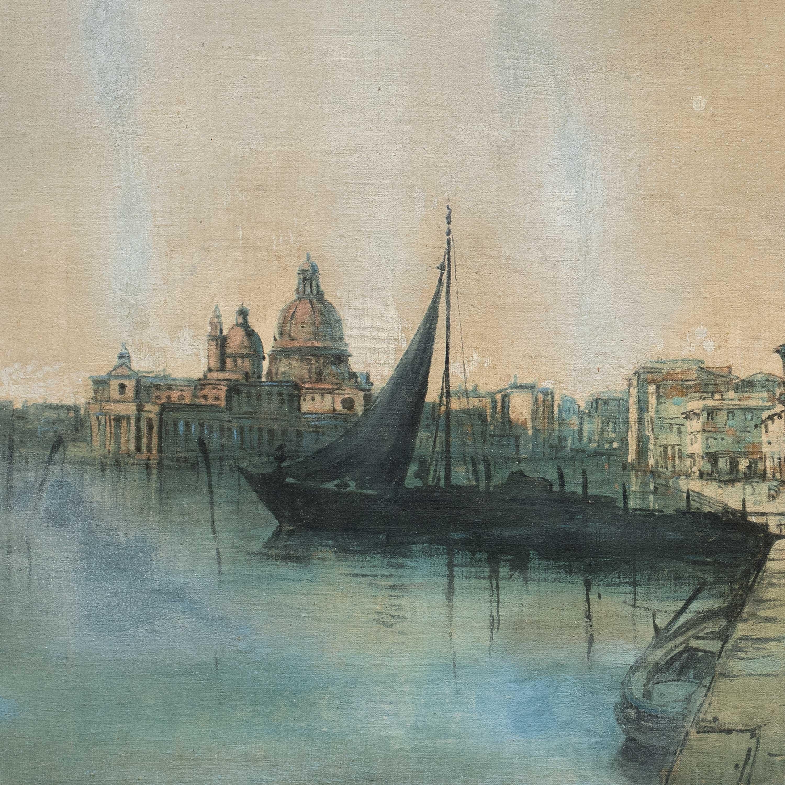 Vedutistischer venezianischer Maler - 19. Jahrhundert Landschaftsmalerei - Venedig Ansicht Palast – Painting von Unknown