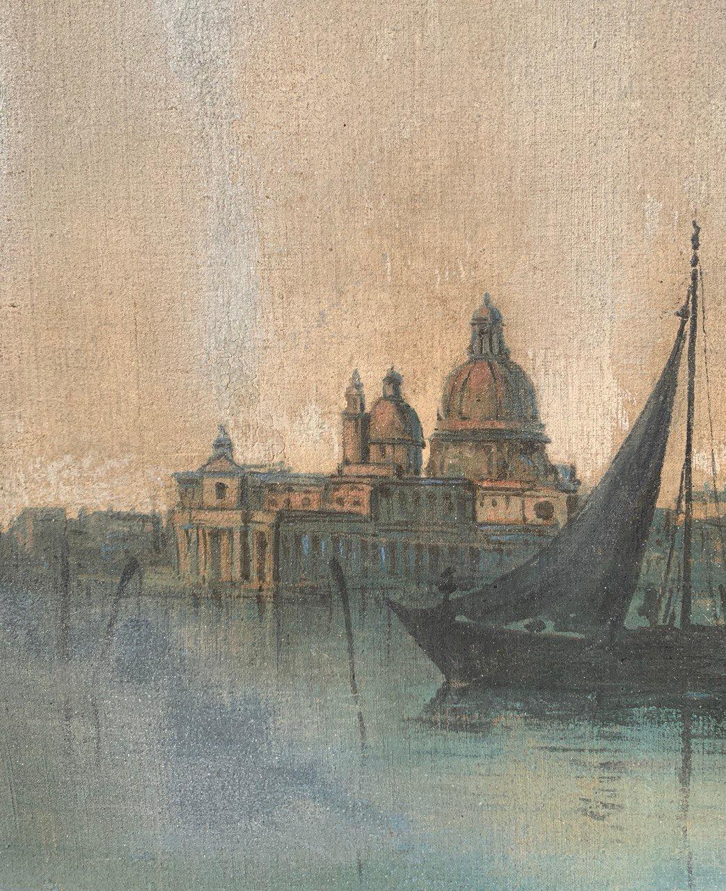 Vedutistischer venezianischer Maler - 19. Jahrhundert Landschaftsmalerei - Venedig Ansicht Palast im Angebot 1