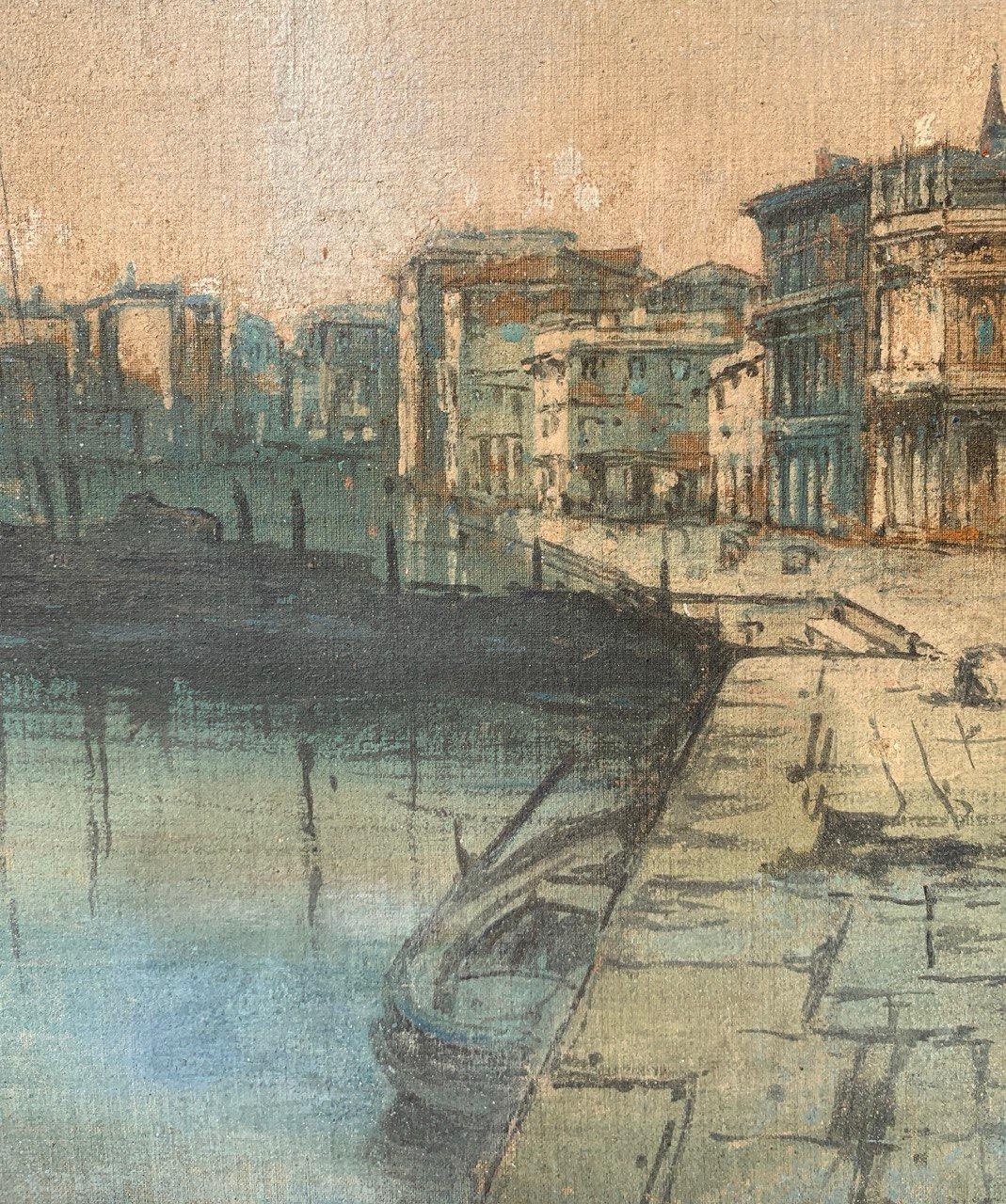 Vedutistischer venezianischer Maler - 19. Jahrhundert Landschaftsmalerei - Venedig Ansicht Palast im Angebot 2
