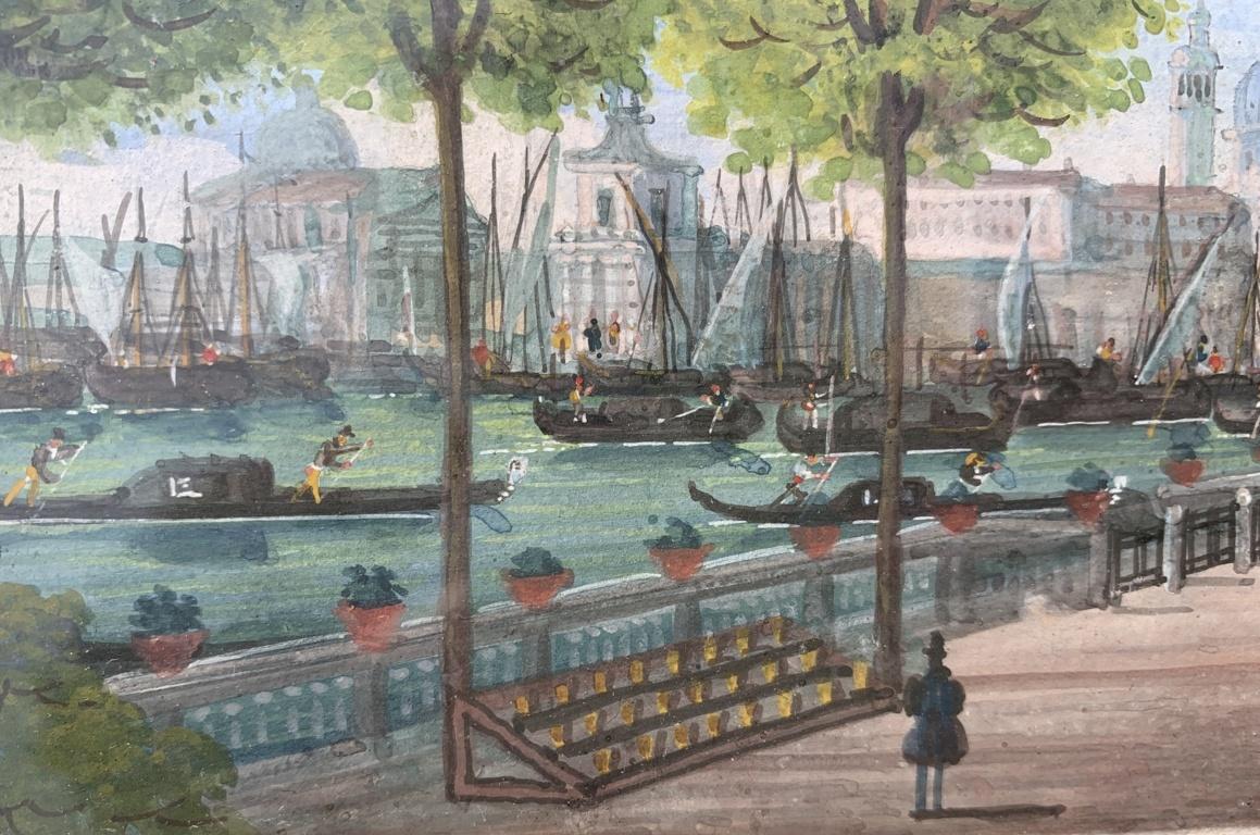 Peintre vénitien védutiste - peinture de paysage du 19e siècle - Vue de Venise en vente 6